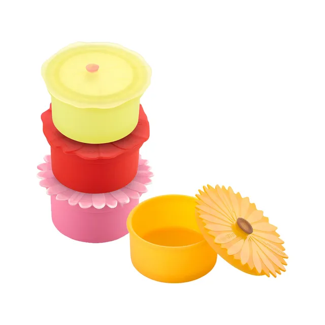 Charles Viancin Floral boîte silicone lot 4 fleurs 150 ml