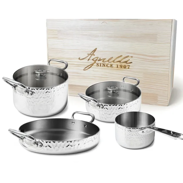Agnelli Aluinox 3Ply batterie 6 pièces martelé induction