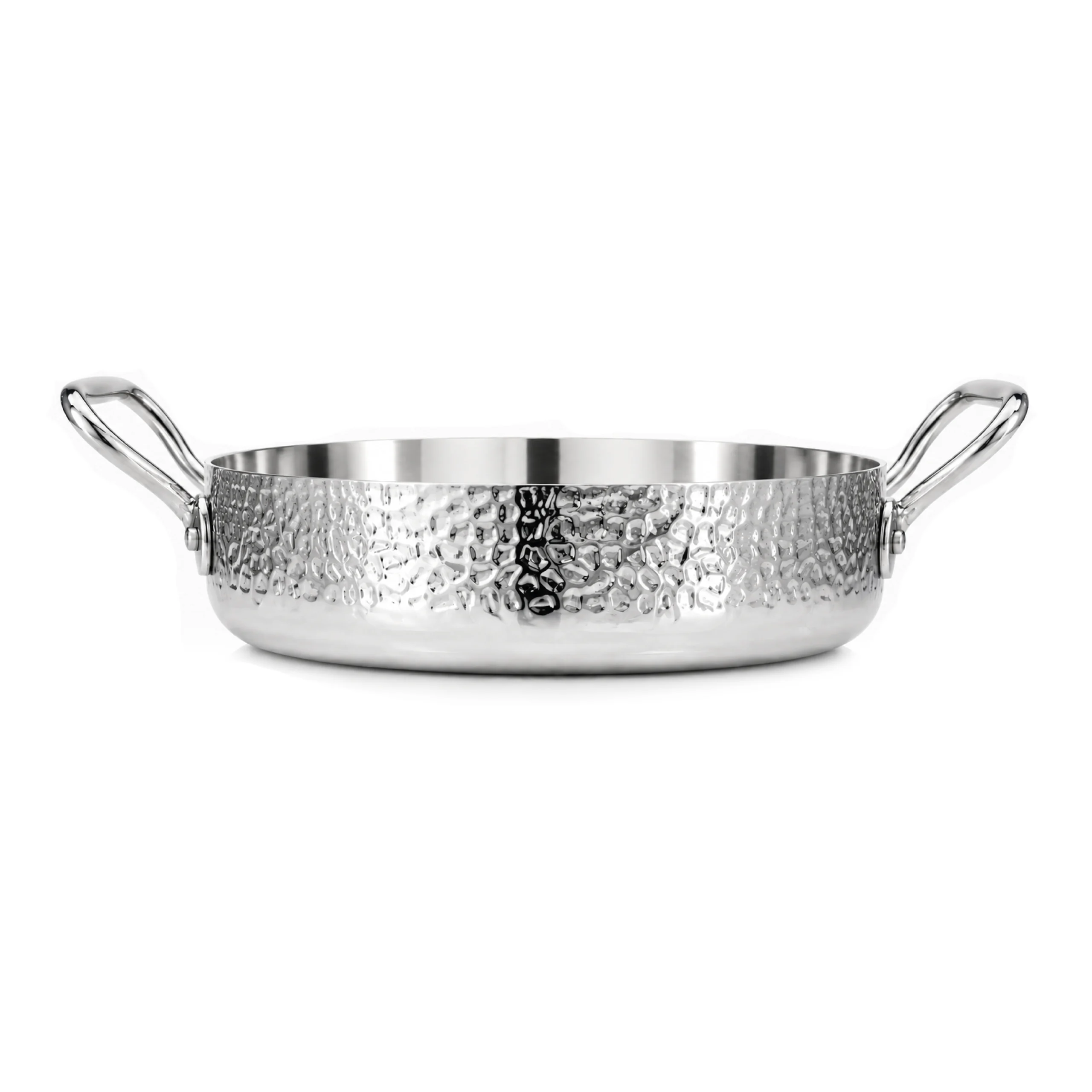 Agnelli Aluinox 3ply faitout inox martelé 2 poignées
