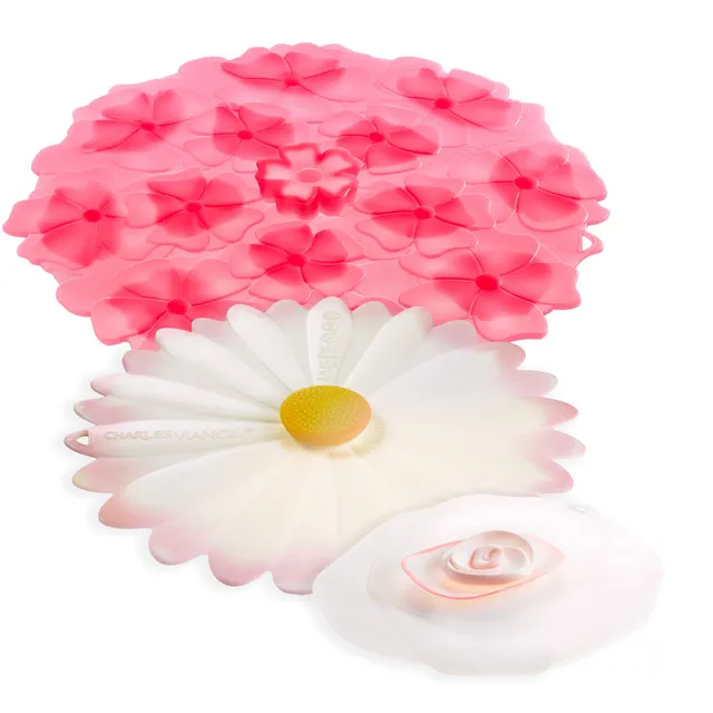 Charles Viancin Garden Party lot 3 couvercles silicone fleurs