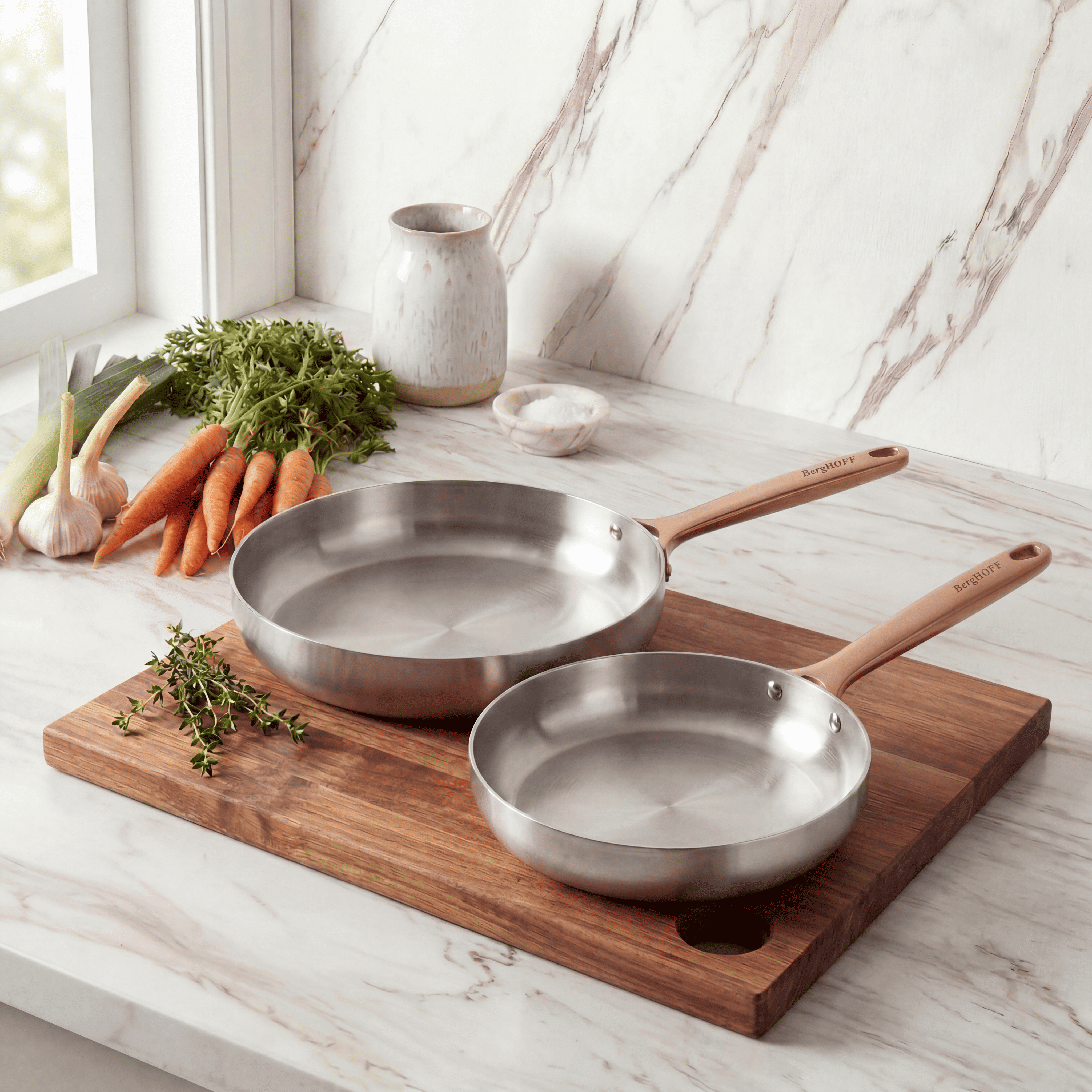 Berghoff Belly Duo Poêles Inox 24 et 28 cm