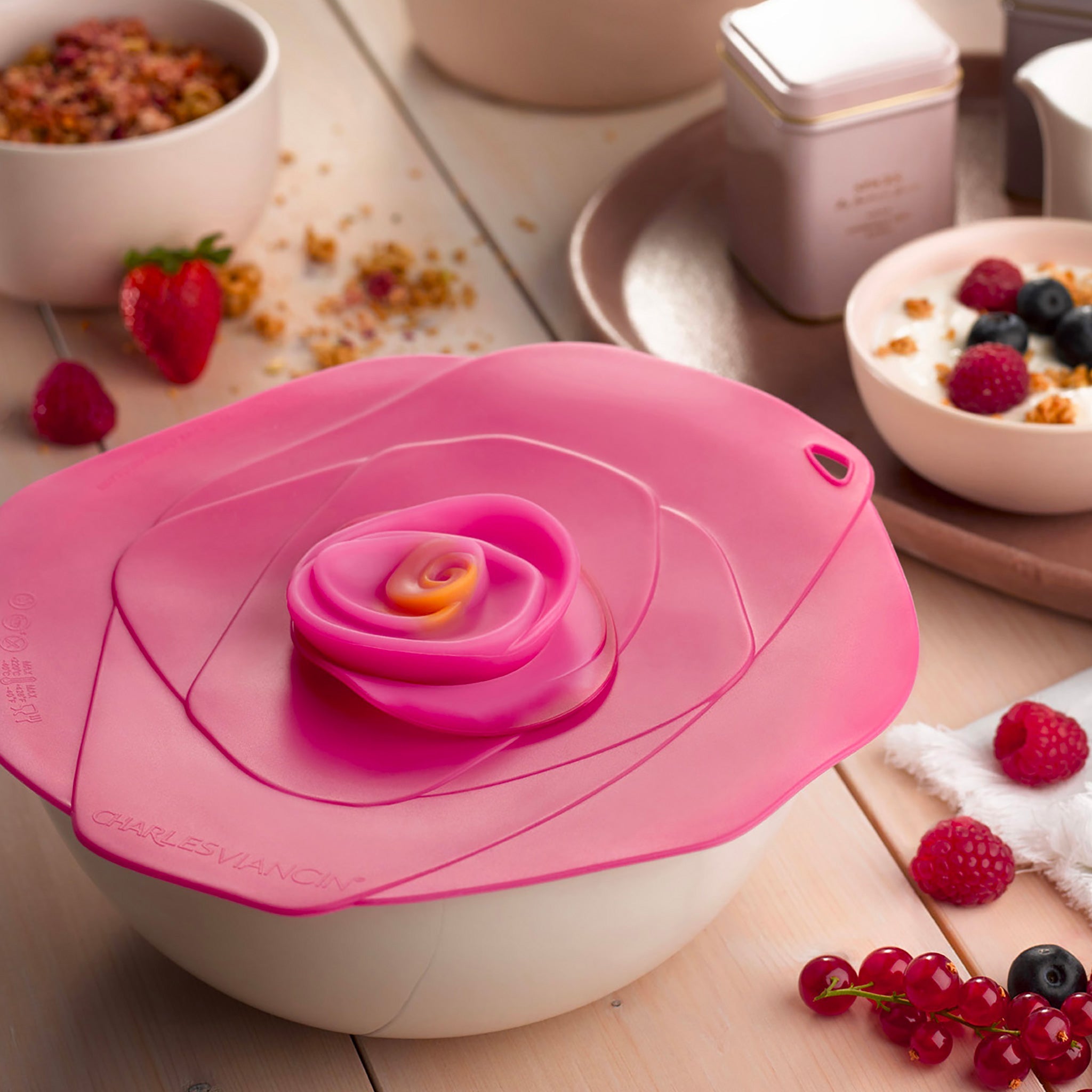 Charles Viancin Rose Garden couvercle silicone lot 8 rose