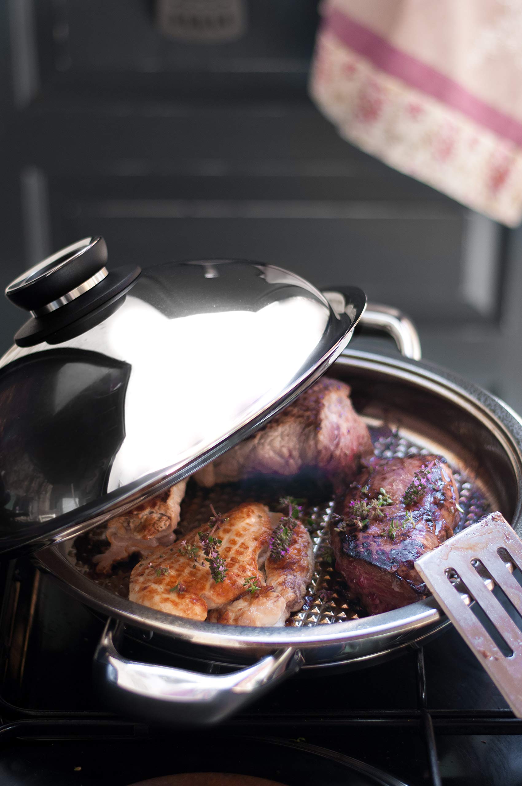 Ecovitam Poêle grill inox 18/10 28 cm sans PFAS