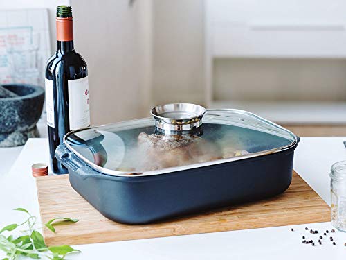 Beka Plat à Four Fonte Alu 39 cm Noir Couvercle Verre