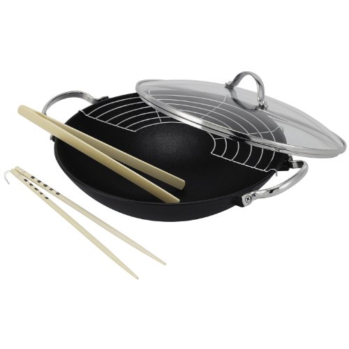 Beka Lhasa Wok Fonte Noir 30 cm Couvercle Verre