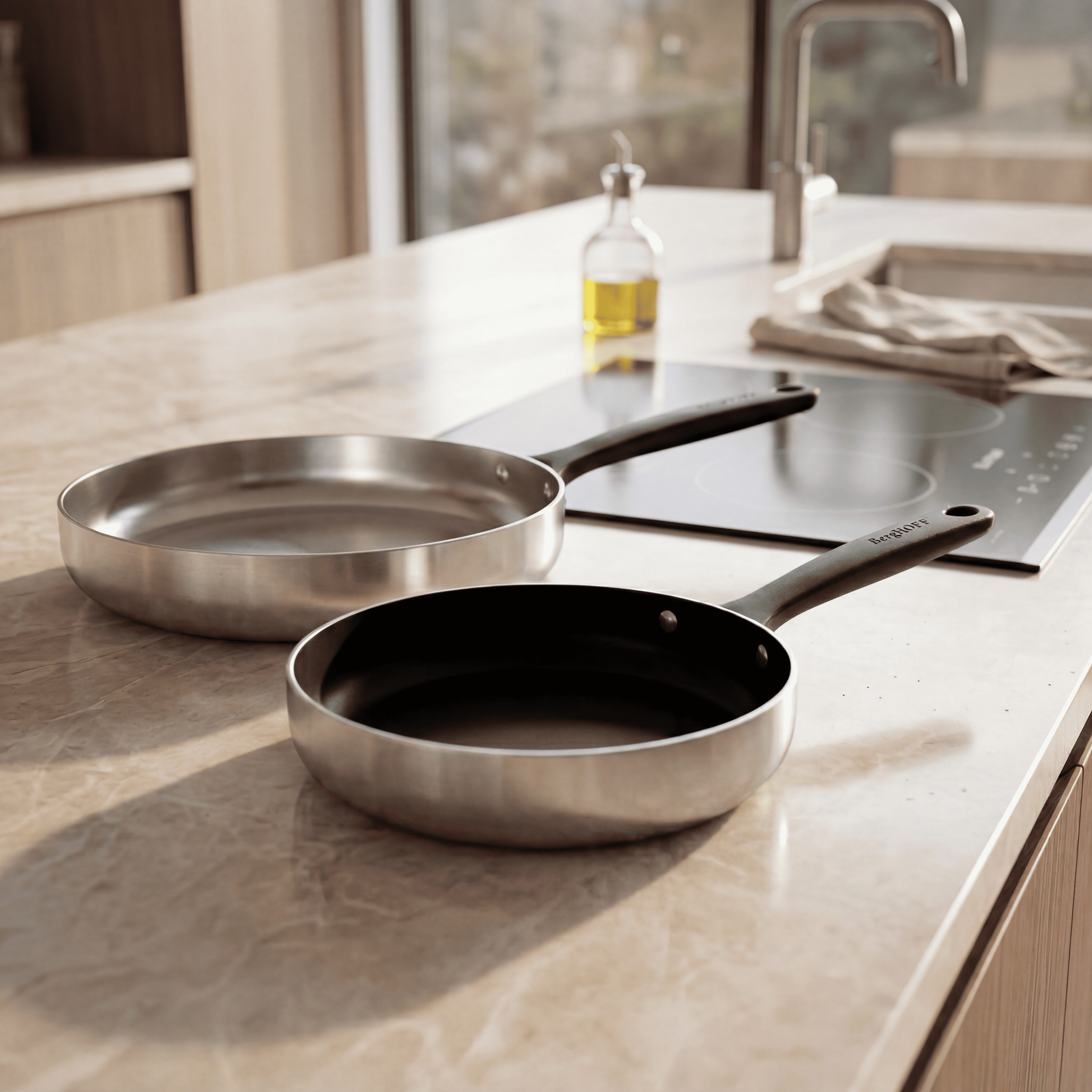 Berghoff Belly duo poêles 28 cm inox + céramique