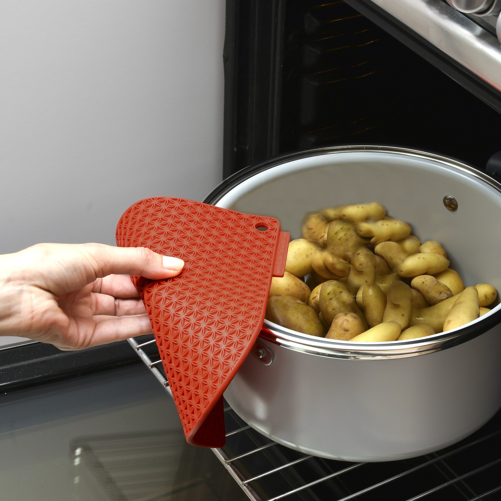 Charles Viancin Pot Holders Honeycomb manique silicone gris