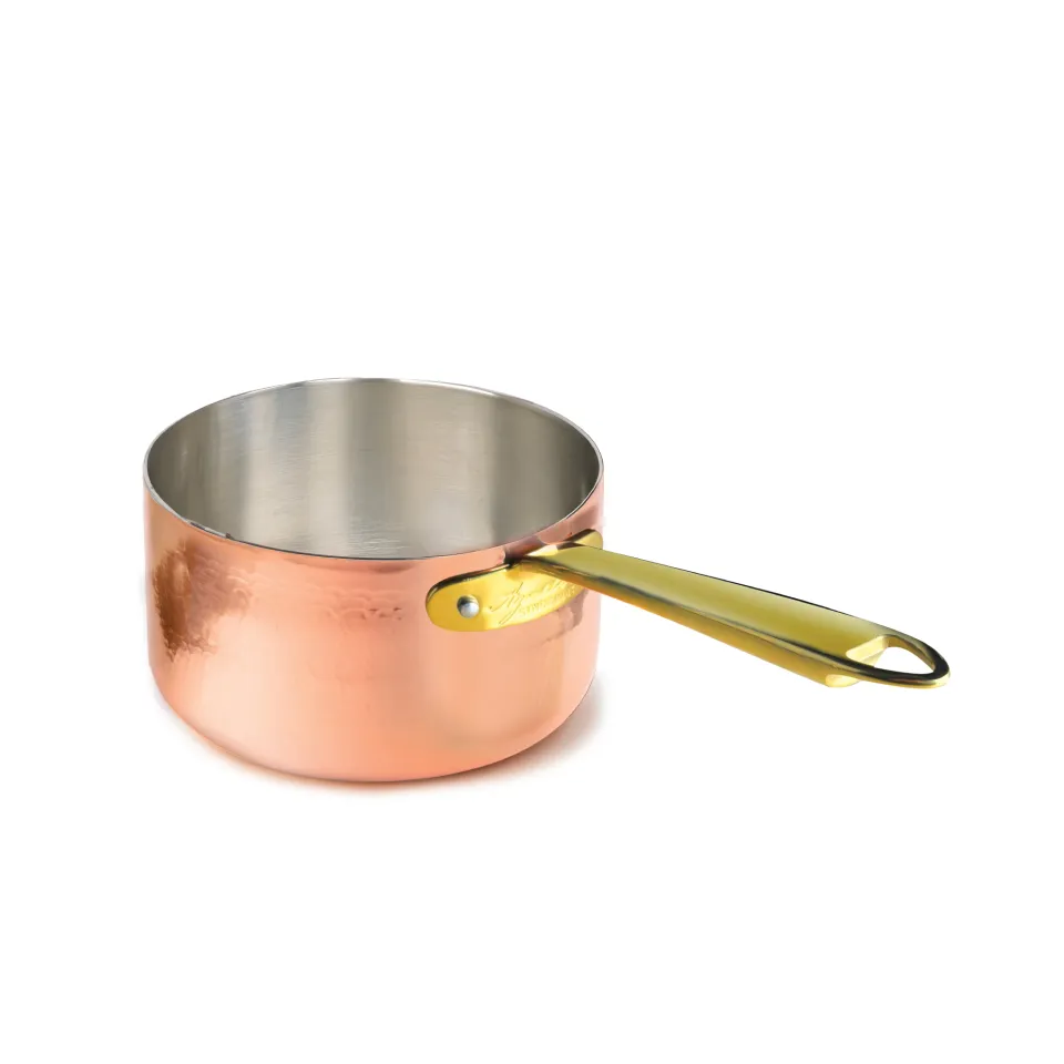 Agnelli Rame Martellato casserole haute cuivre 1 manche