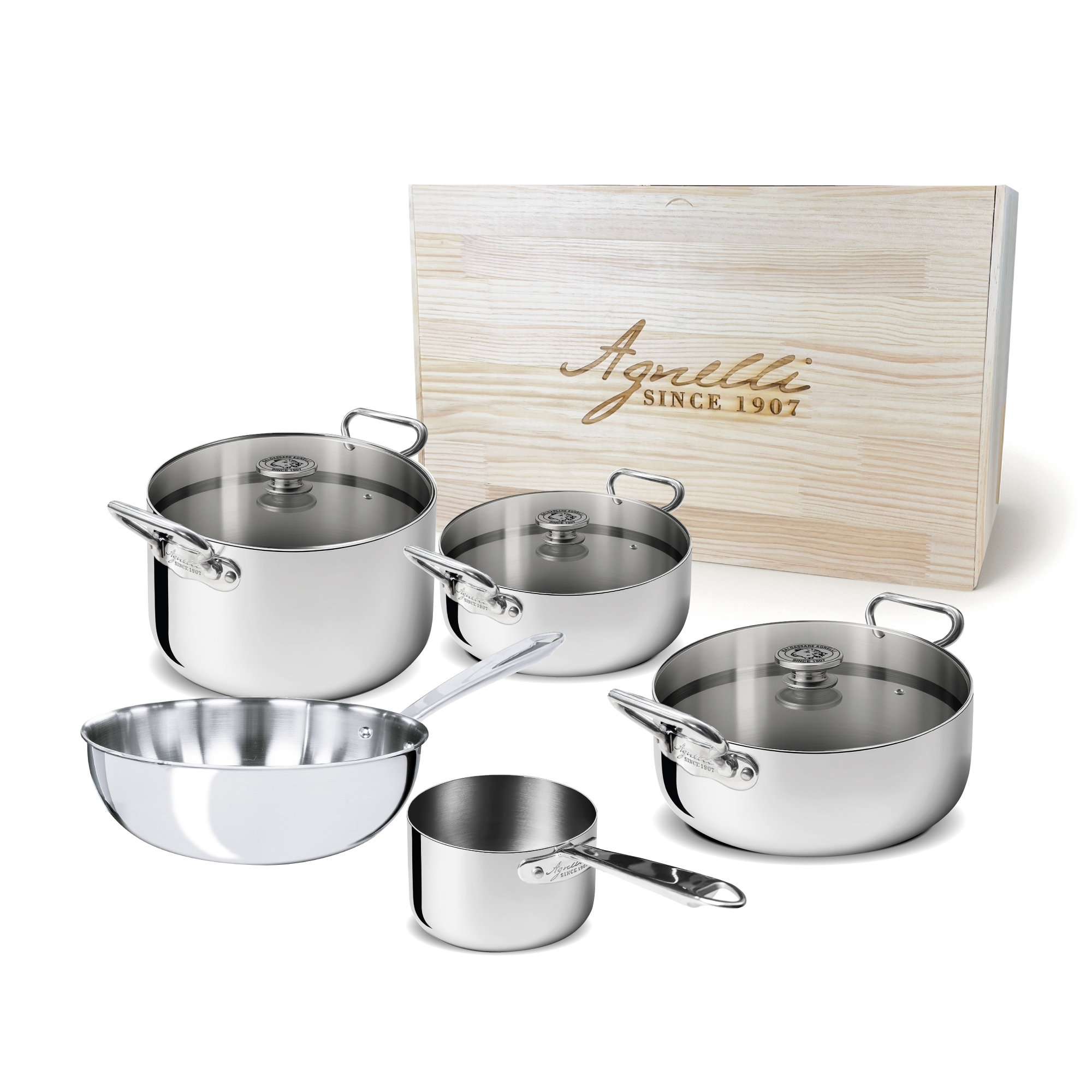 Agnelli Aluinox 3ply Batterie 8 pièces inox induction multicouche