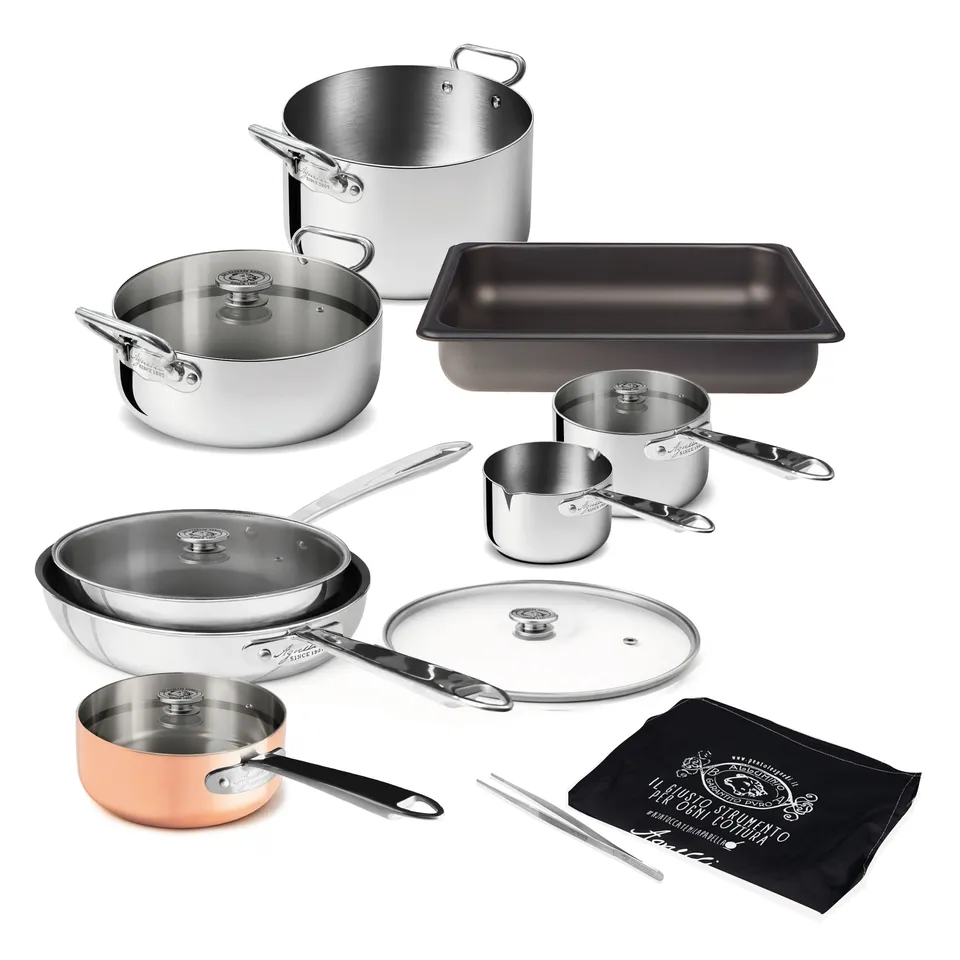 Agnelli Alluminio 3 mm batterie cuisine 11 pièces antiadhésive
