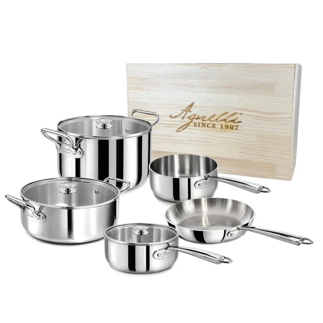 Agnelli Aluinox 5Ply batterie inox 5 couches 8 pièces