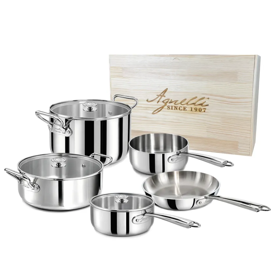 Agnelli Aluinox 5Ply batterie inox 5 couches 8 pièces