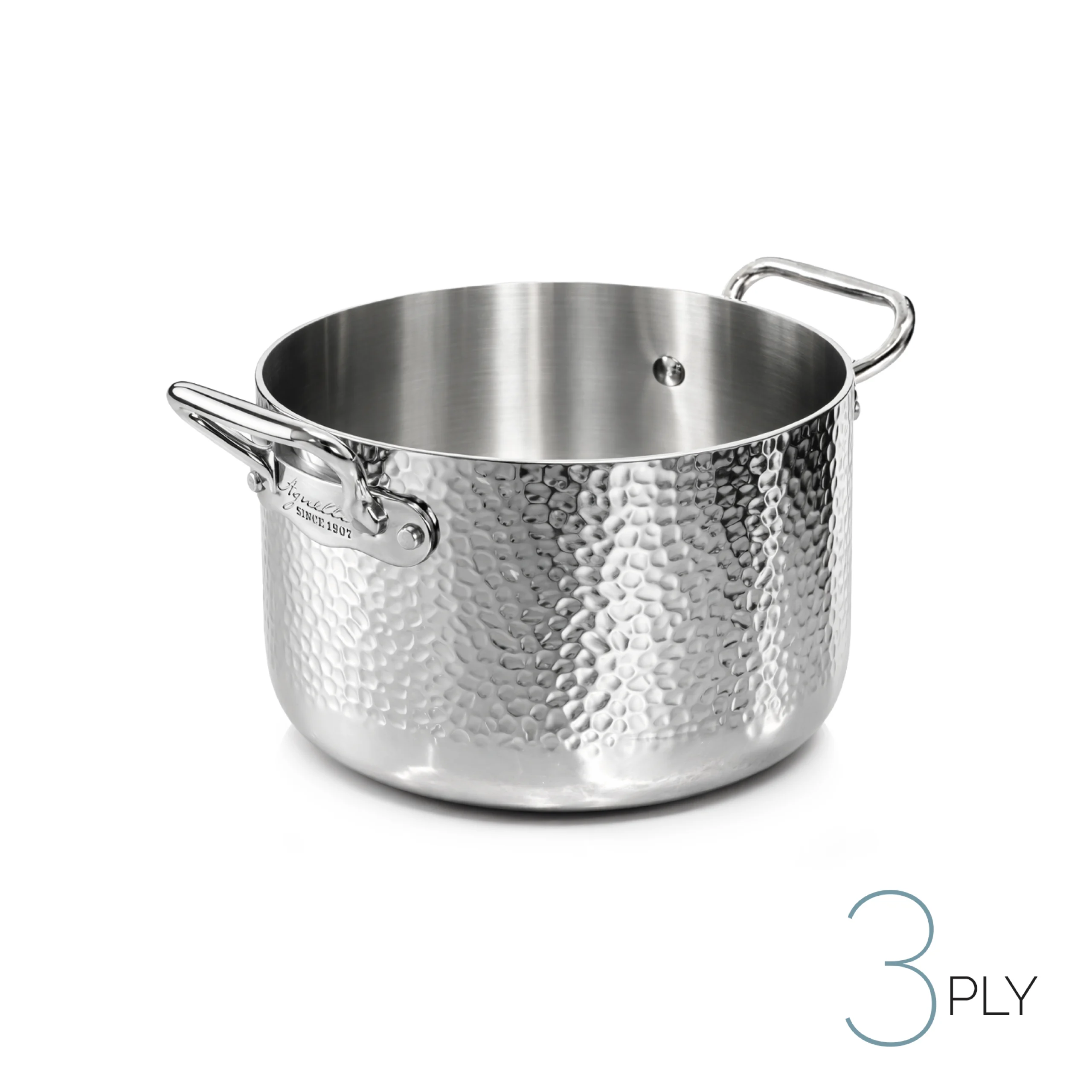 Agnelli Aluinox 3ply faitout martelé 2 anses induction