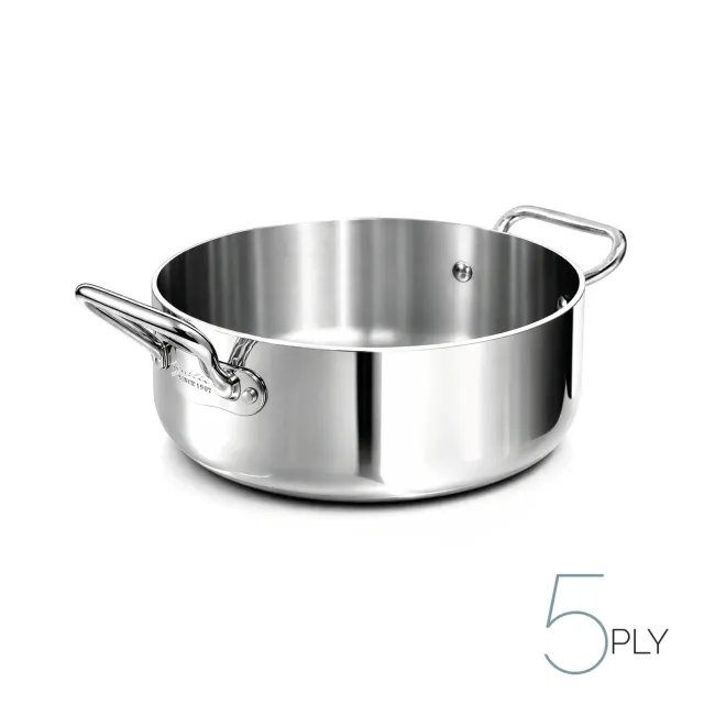 Agnelli Aluinox 5Ply faitout bas inox induction 2 anses