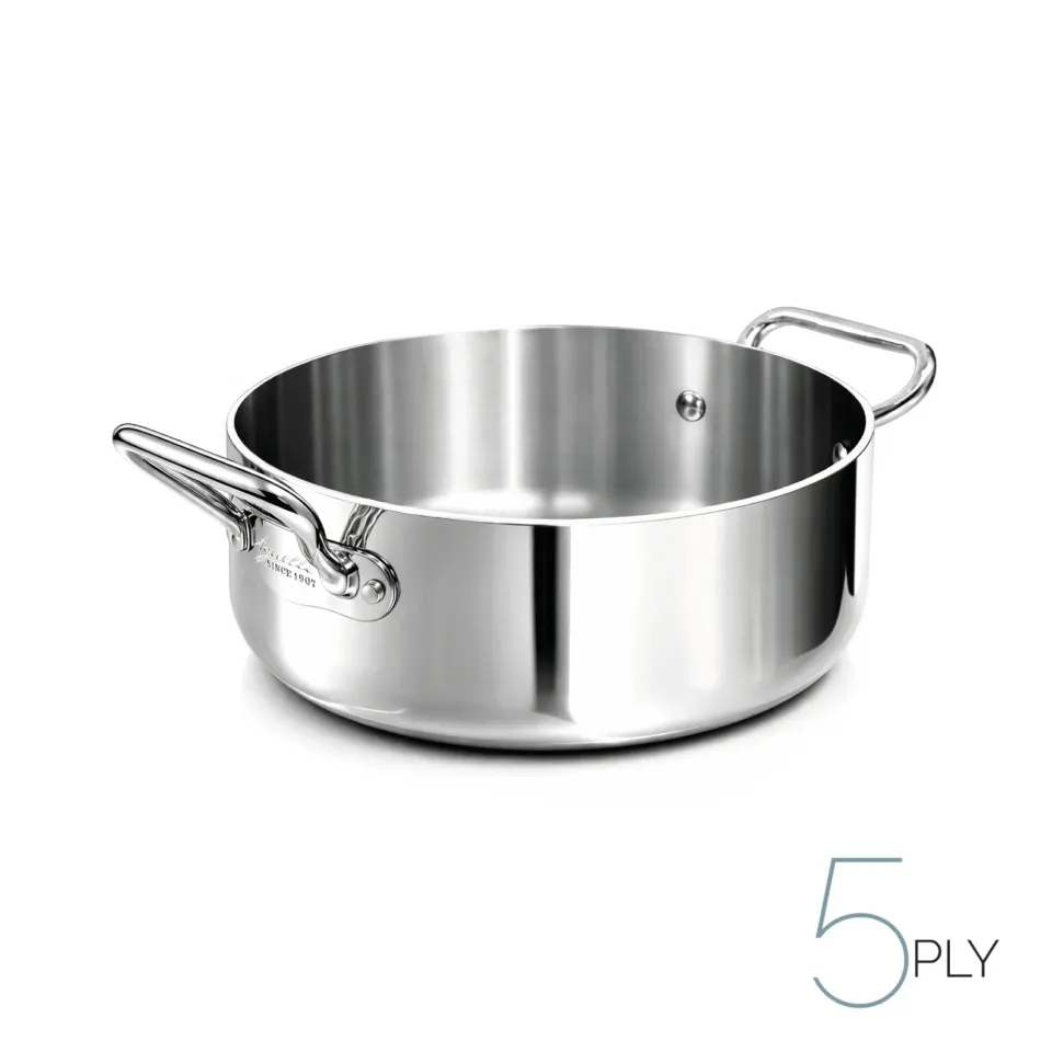 Agnelli Aluinox 5Ply faitout bas inox induction 2 anses