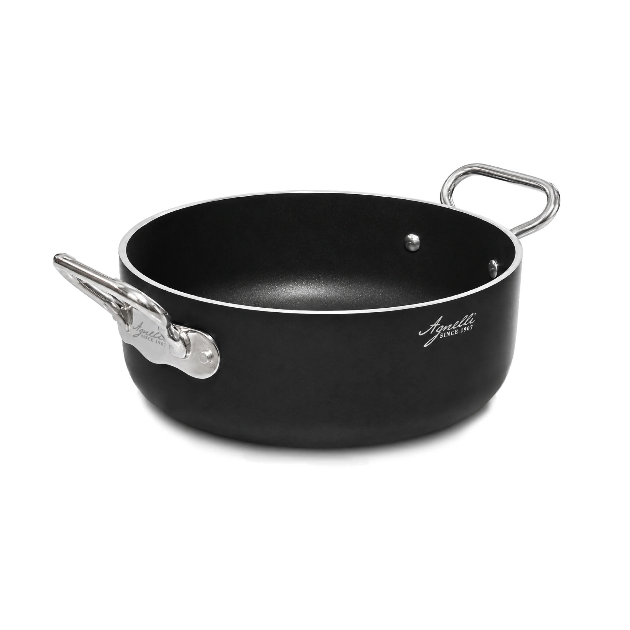 Agnelli Al-Black faitout bas antiadhésif 5 mm induction 2 anses