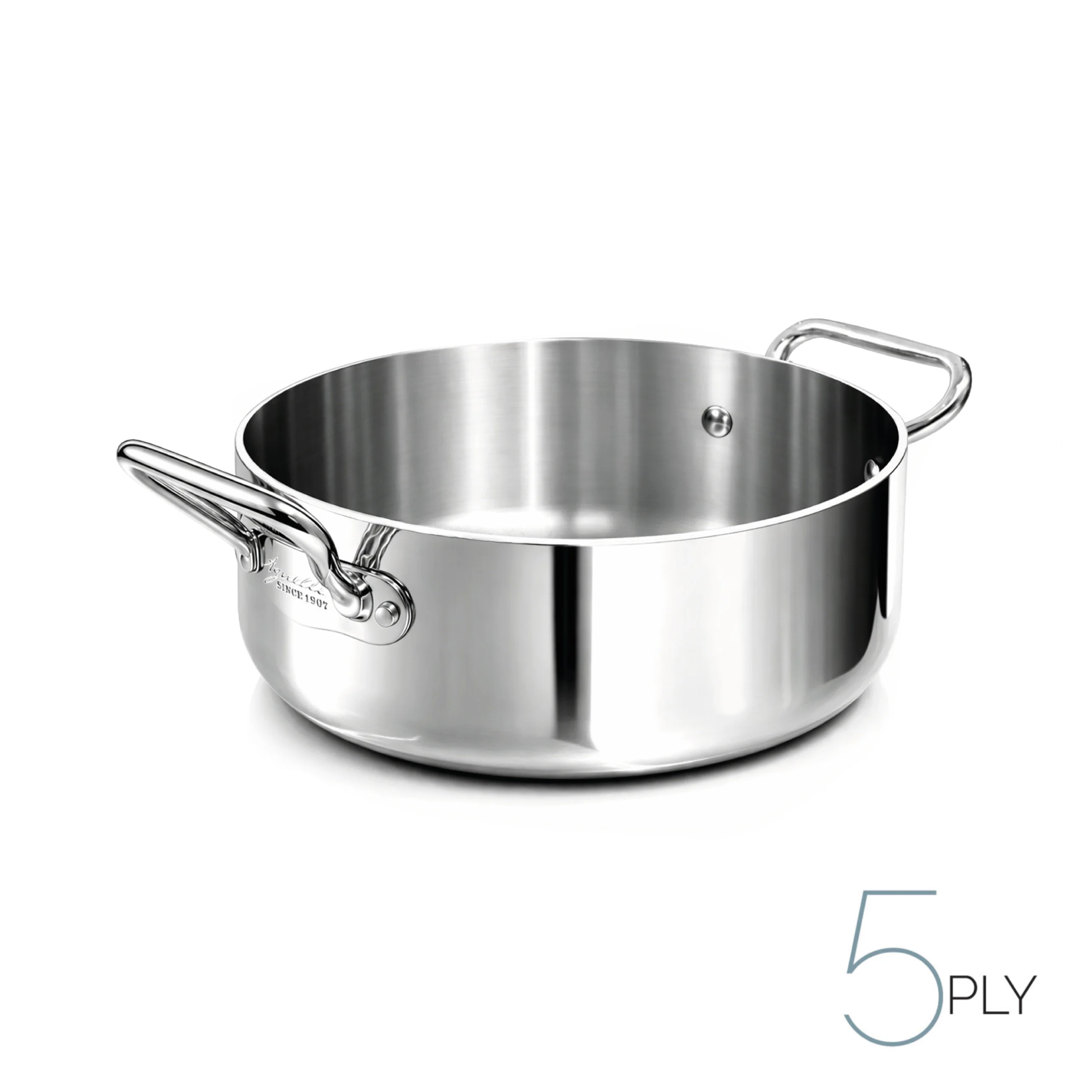 Agnelli Aluinox 5Ply faitout bas inox induction 2 anses