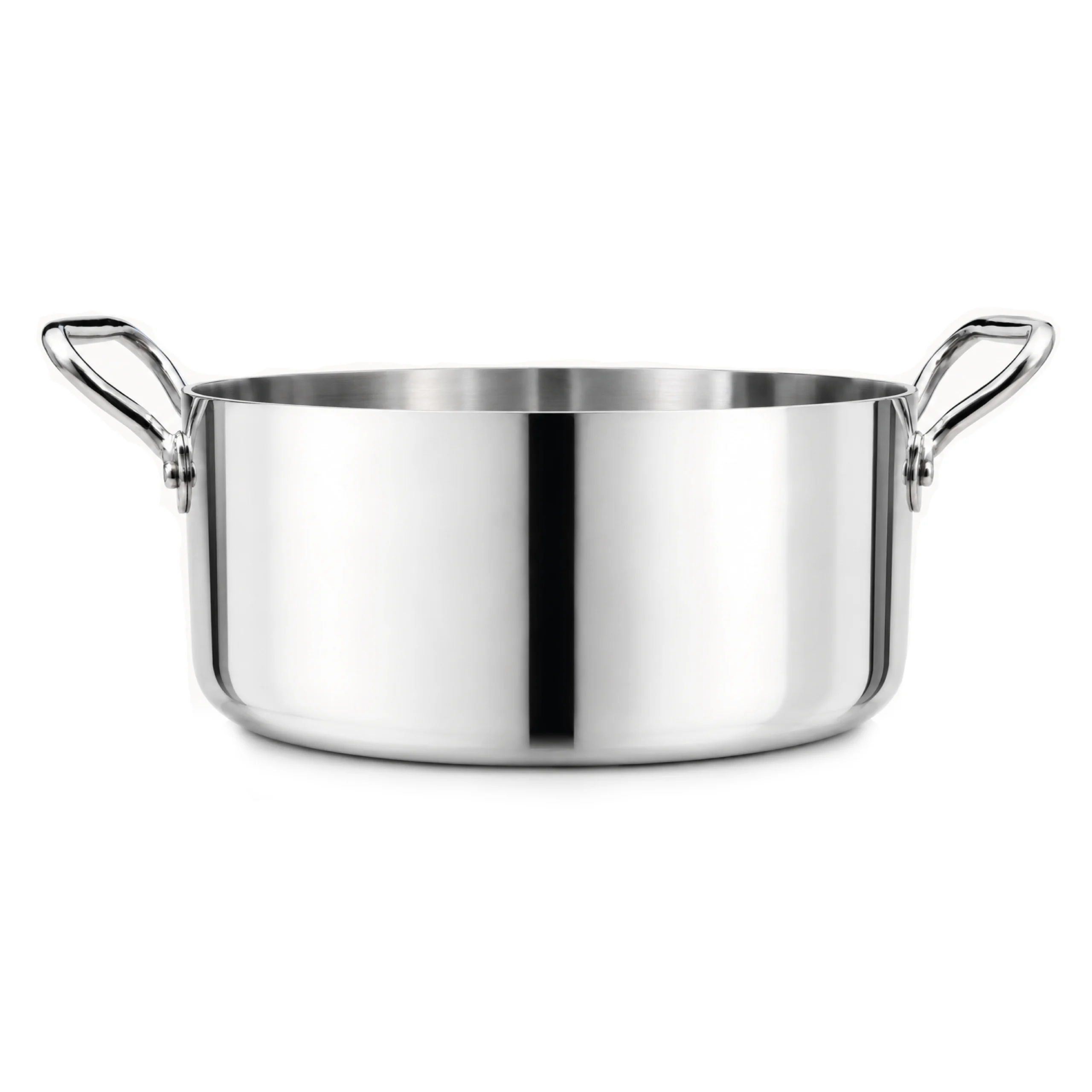 Agnelli Aluinox 3ply faitout bas inox poli 2 poignées induction