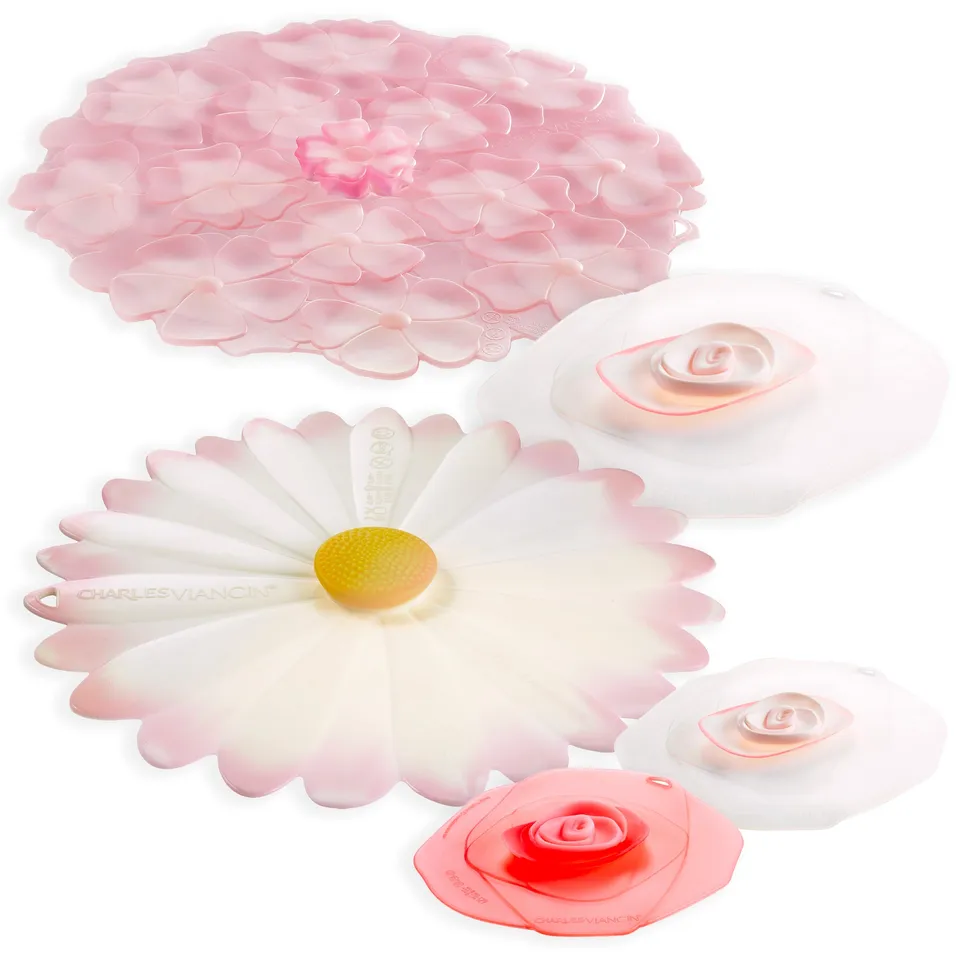 Charles Viancin Think Pink lot 5 couvercles silicone roses