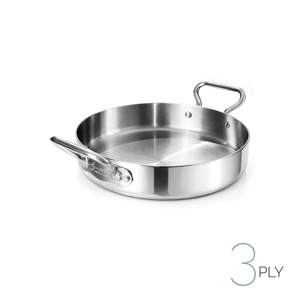 Agnelli Aluinox 3ply Faitout inox 2 anses induction