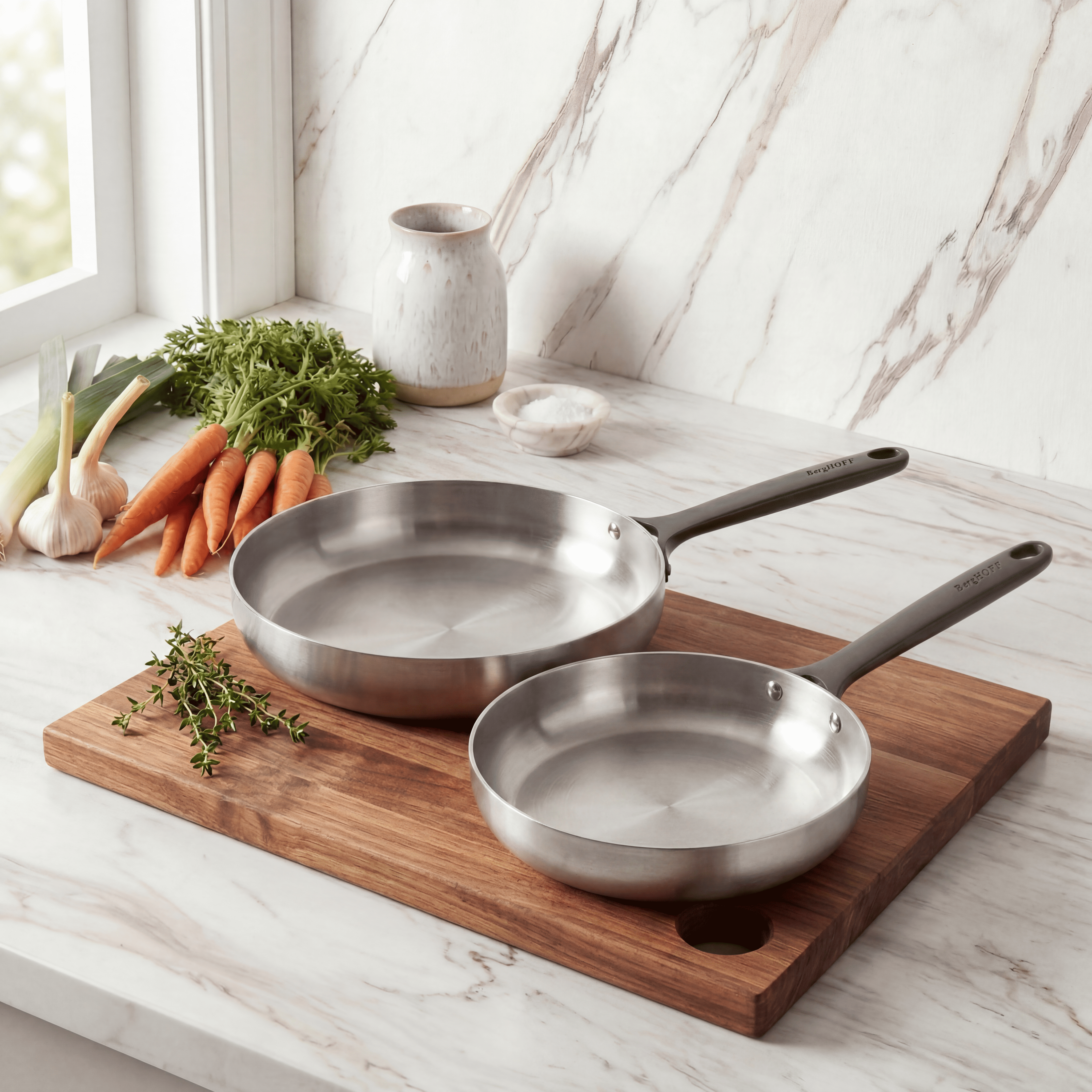 Berghoff Belly duo poêles 24 et 28 cm inox induction