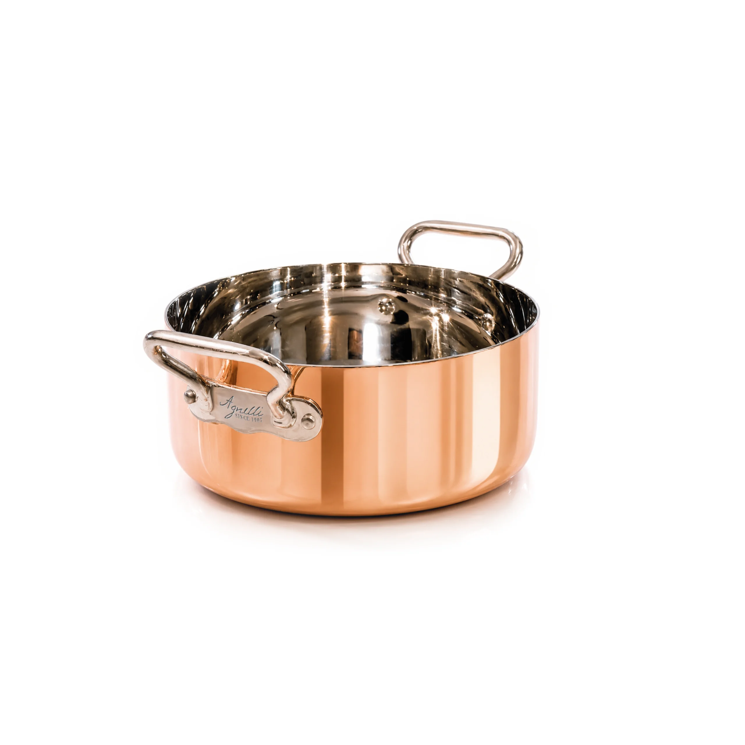 Agnelli Copper4 faitout bas cuivre alu inox induction 2 anses