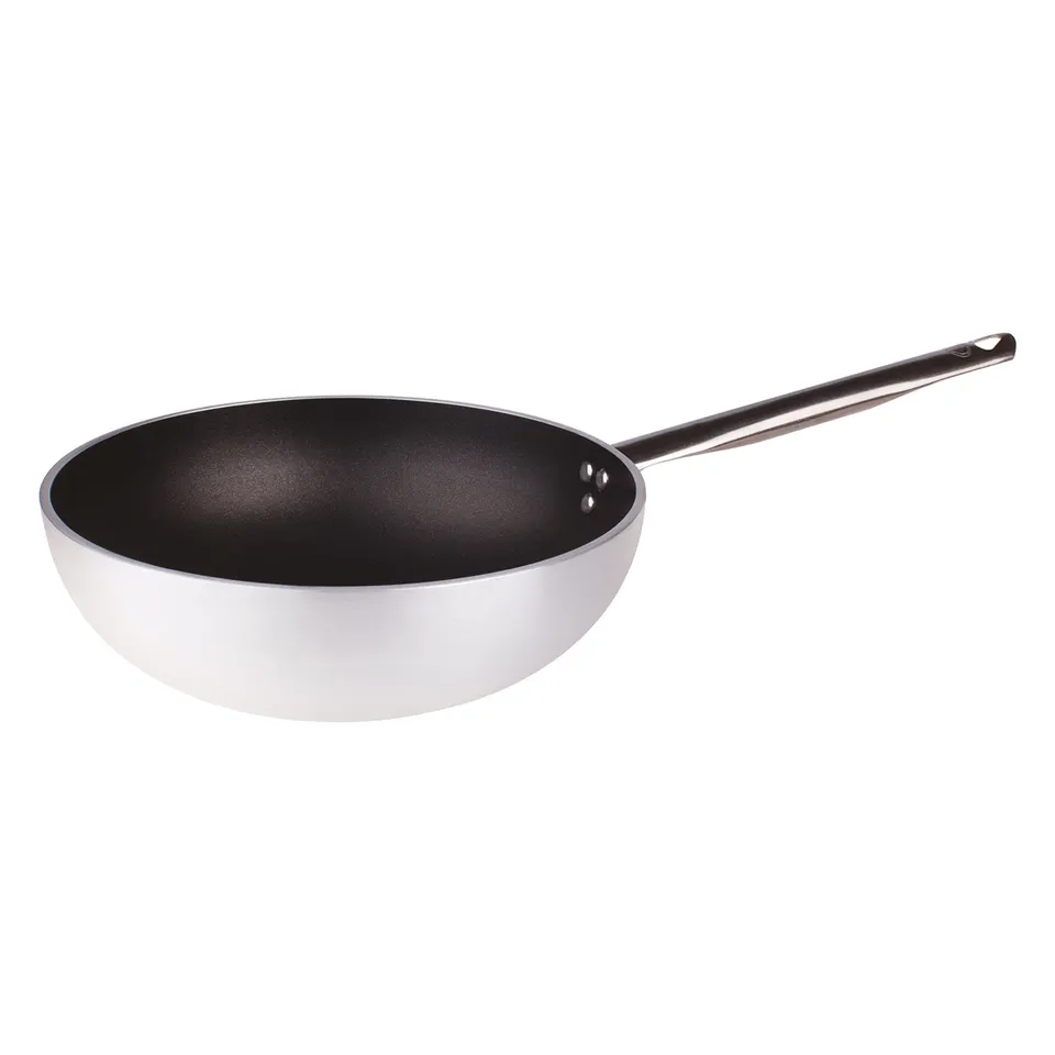 Agnelli Alu antiadhérent 5mm wok fond plat 1 manche