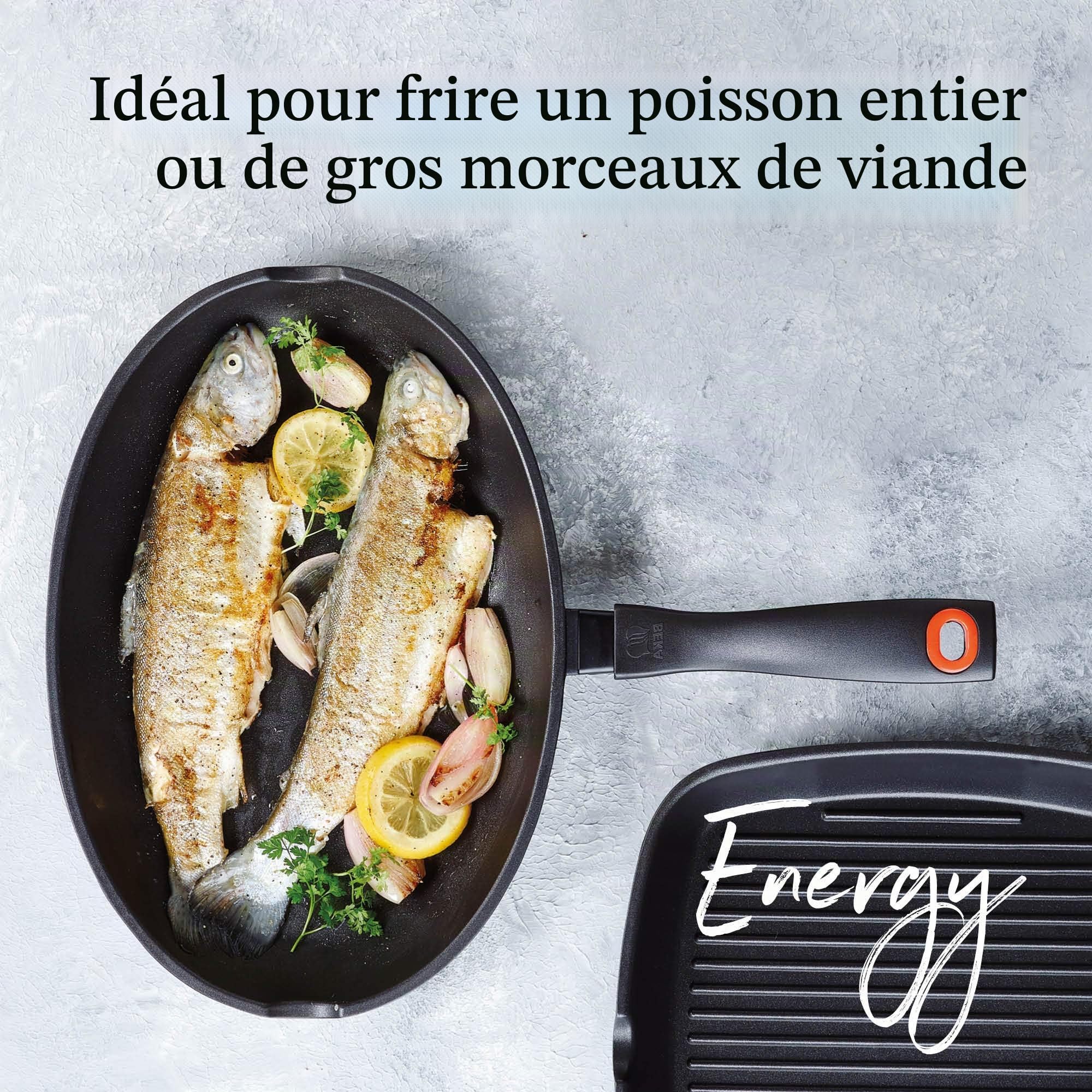 Beka Energy poêle à poisson 34x23 cm noire