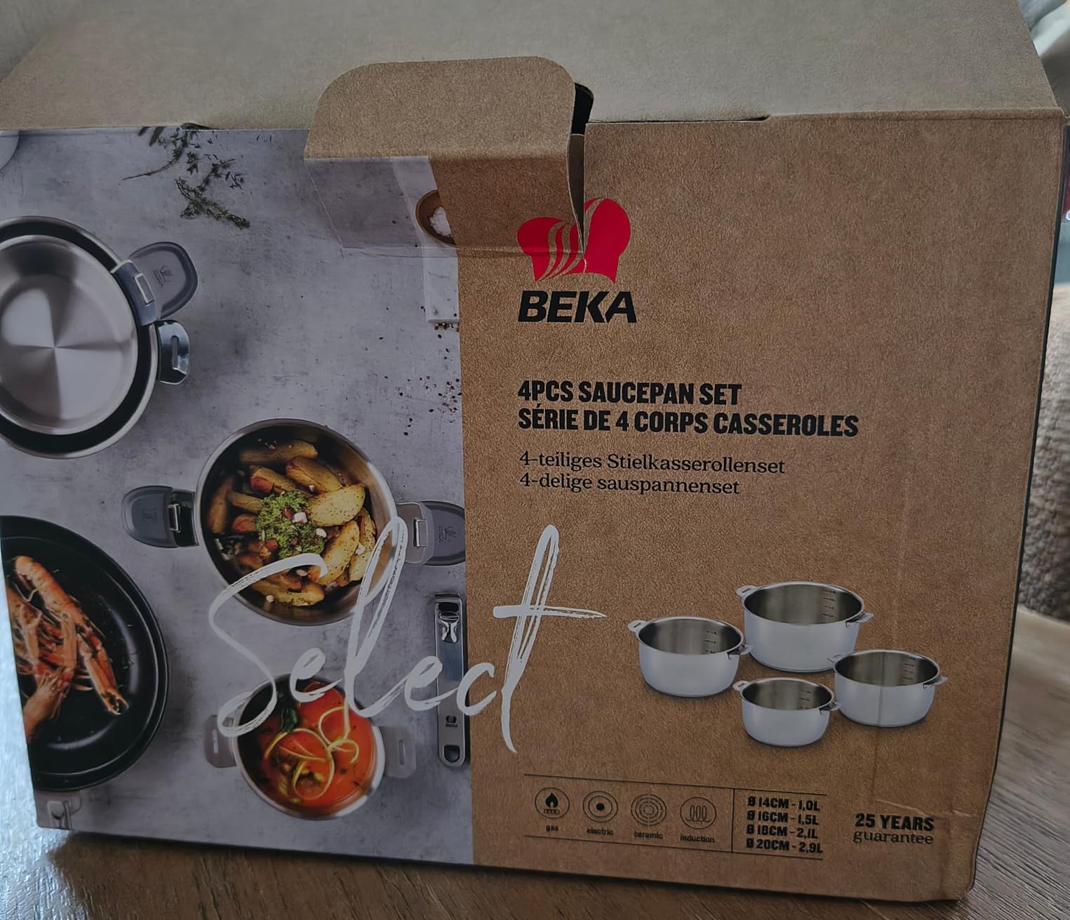 Beka Select Batterie 4 casseroles inox induction sans manche
