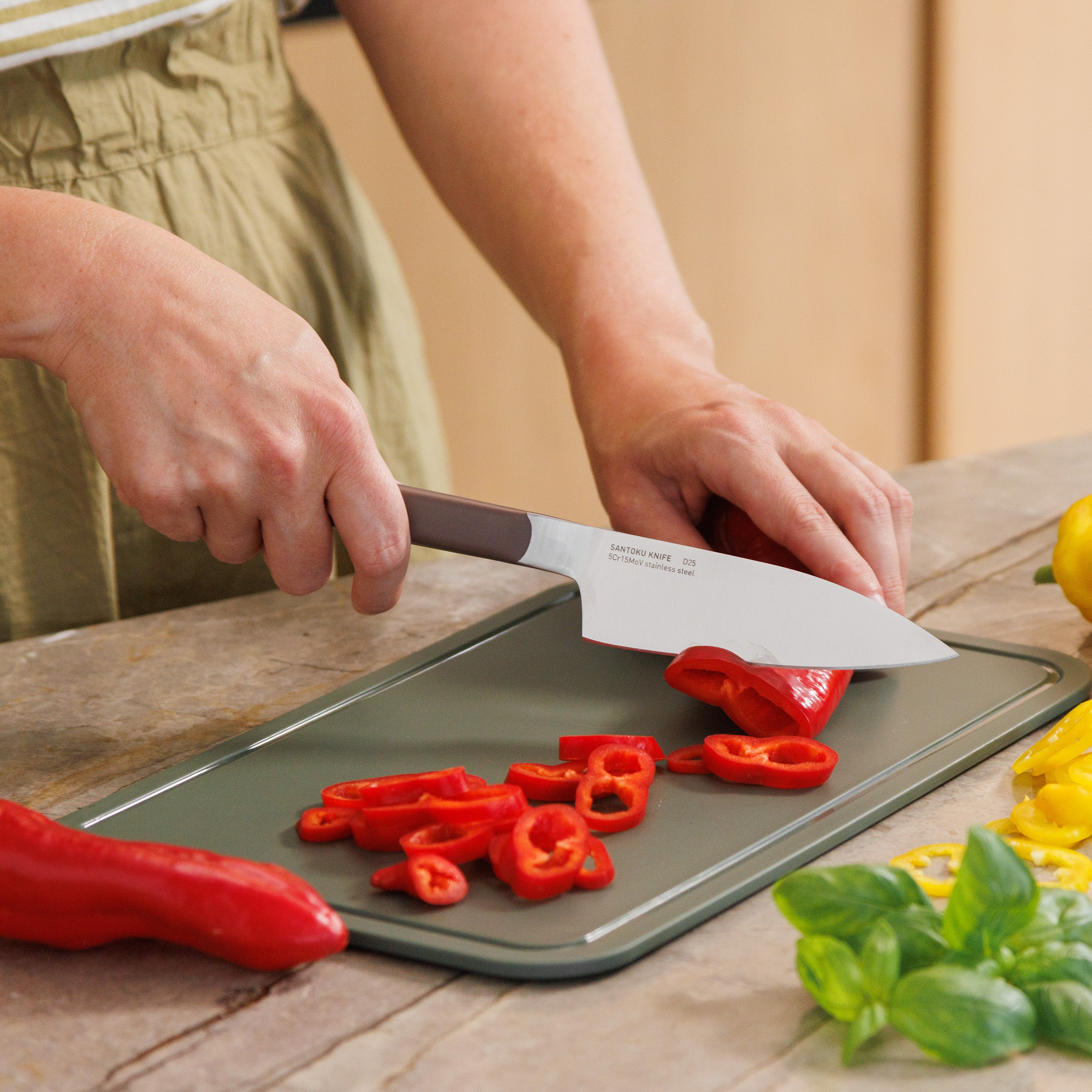 Berghoff Elements Couteau Santoku Acier Émincer
