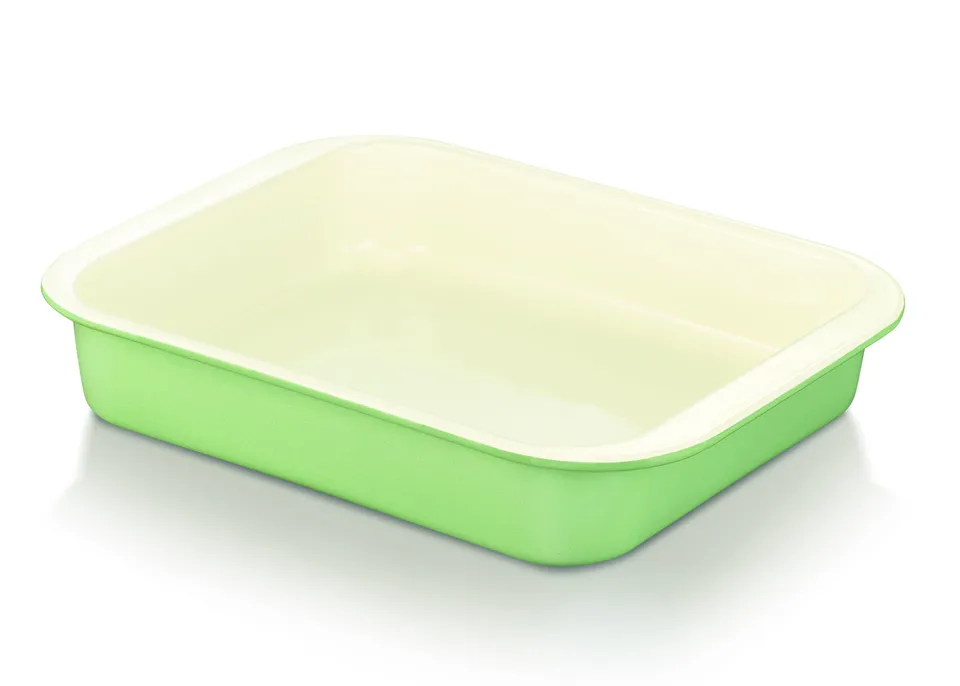 Beka plat à four émail 25x21 cm vert pastel gratin