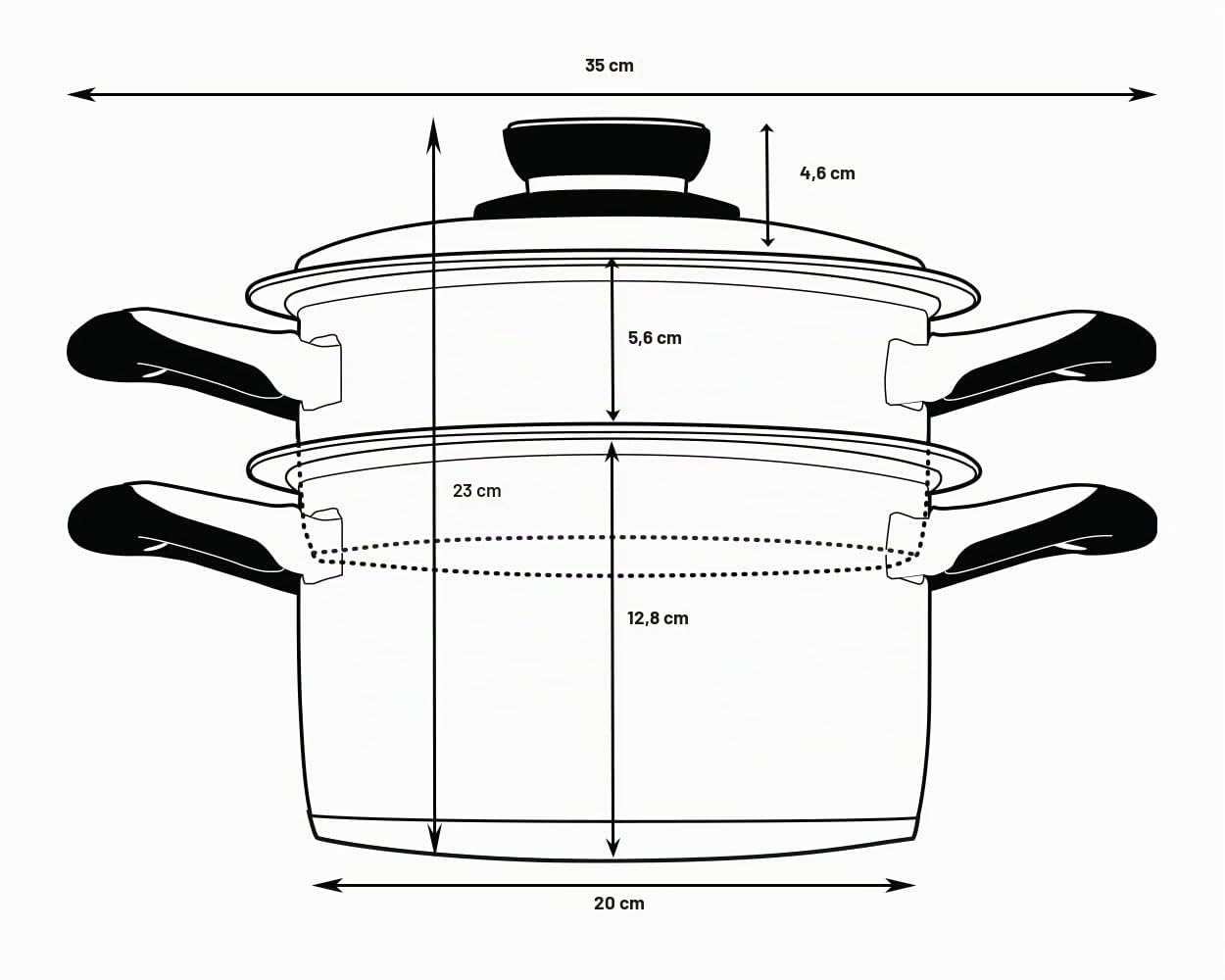 Ecovitam Cuiseur Vapeur Inox 20 cm 3,8 L Sans PFAS