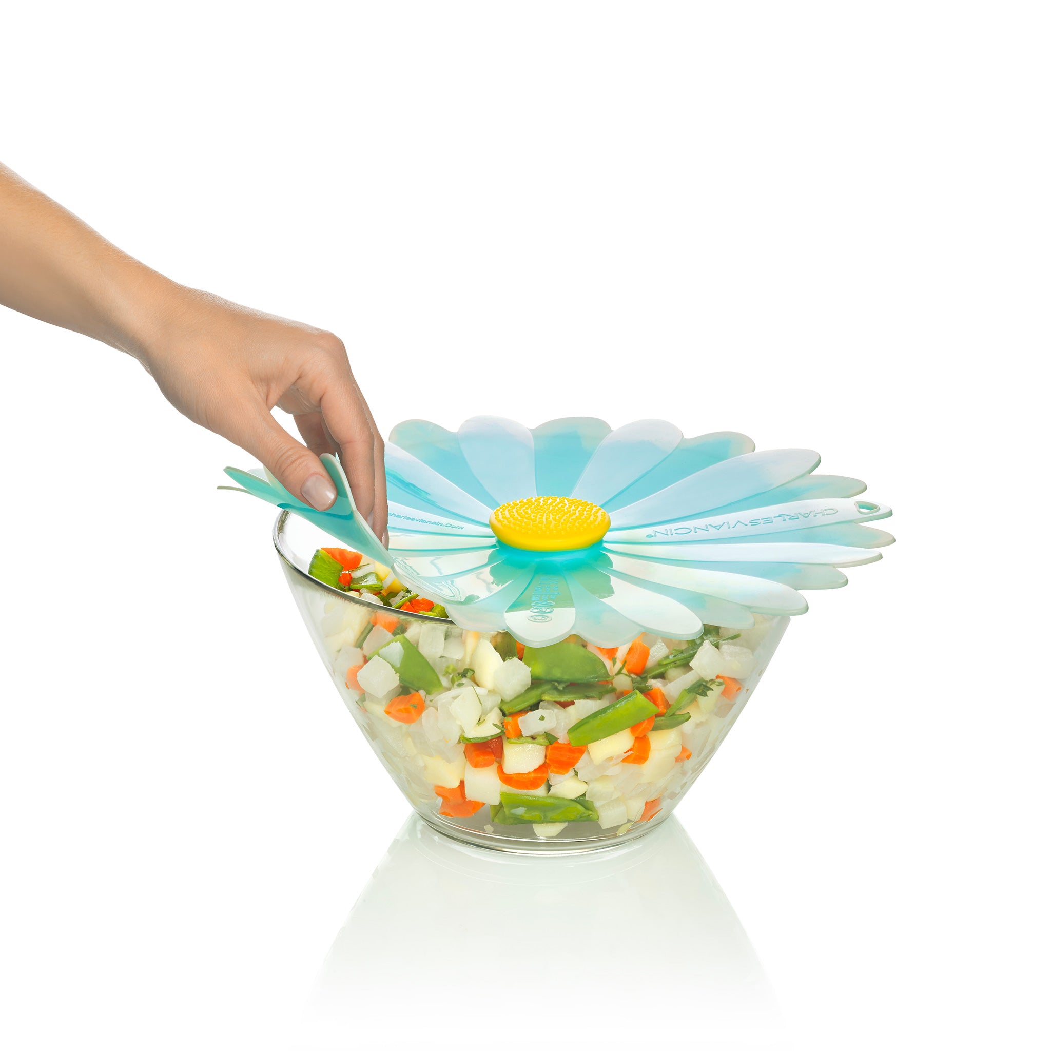 Charles Viancin Daisy Lid 11" couvercle silicone Aqua 28 cm