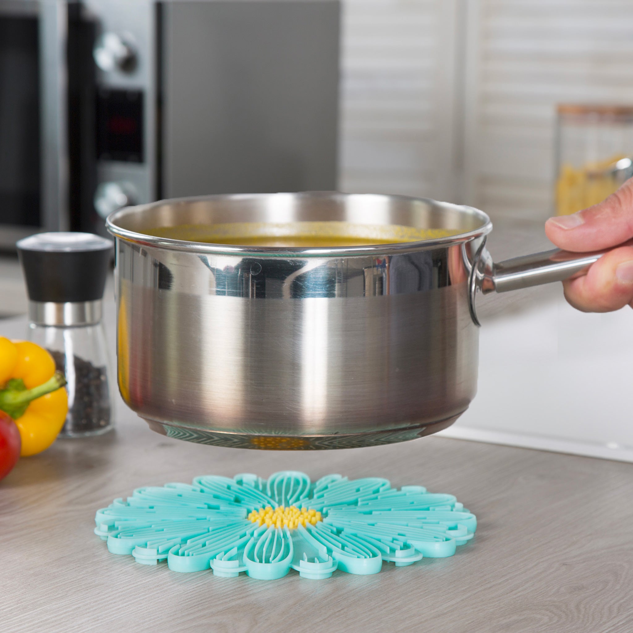 Charles Viancin Daisy dessous-de-plat silicone 15 cm aqua