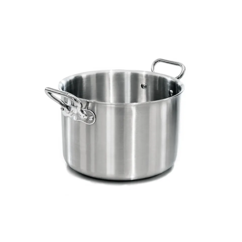 Agnelli Aluinox 3ply faitout inox satiné 2 anses sans revêtement