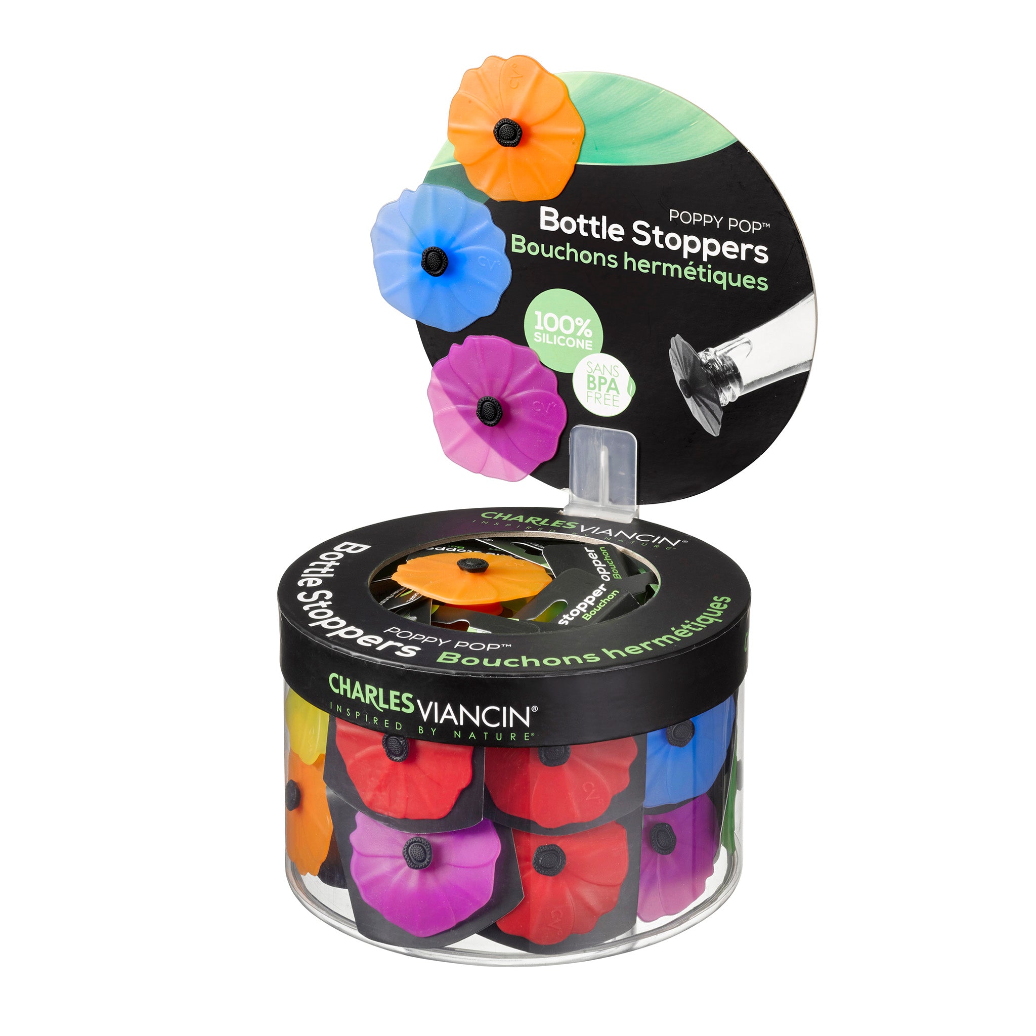 Charles Viancin Poppy bouchon bouteille silicone présentoir 24