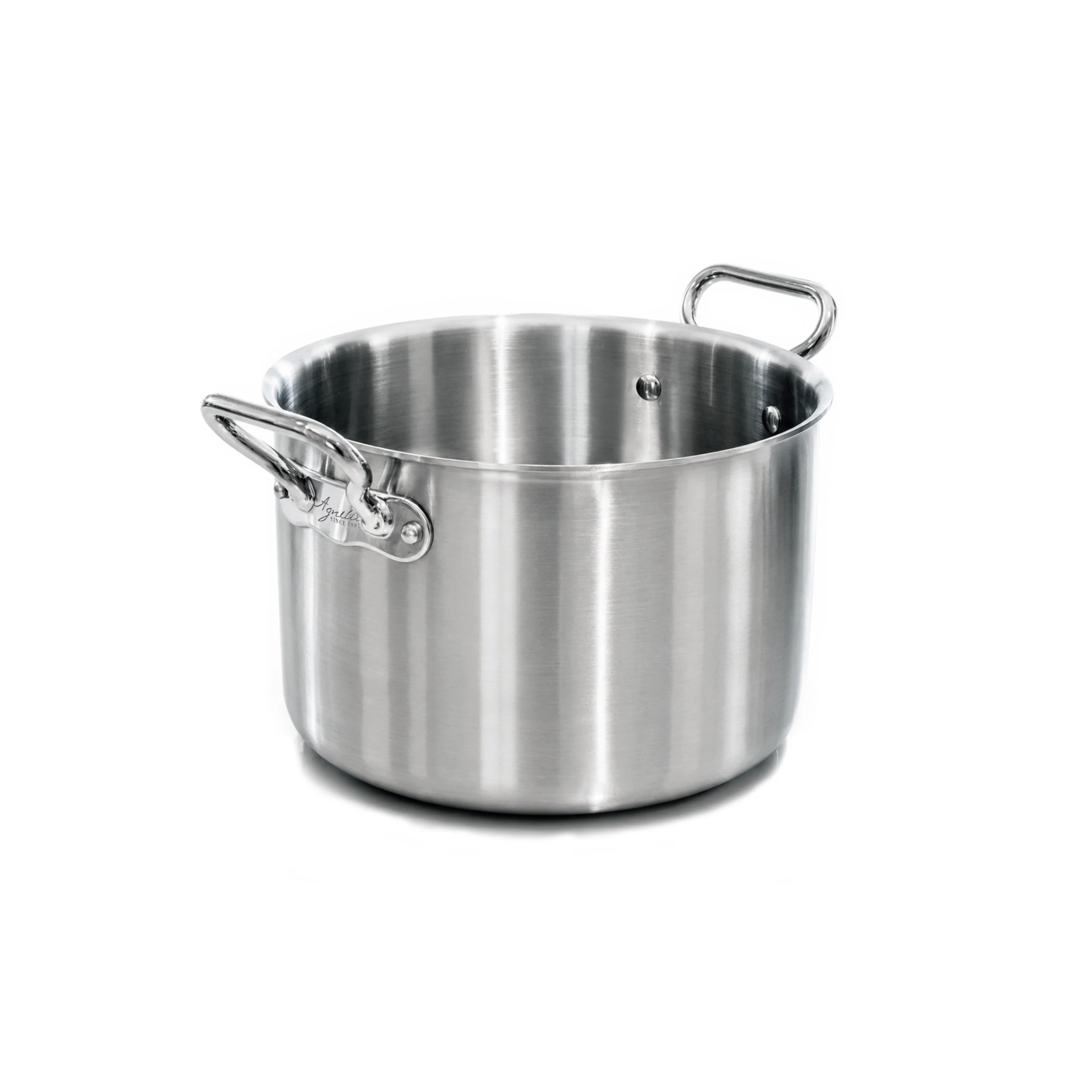 Agnelli Aluinox 3ply faitout inox satiné 2 anses sans revêtement