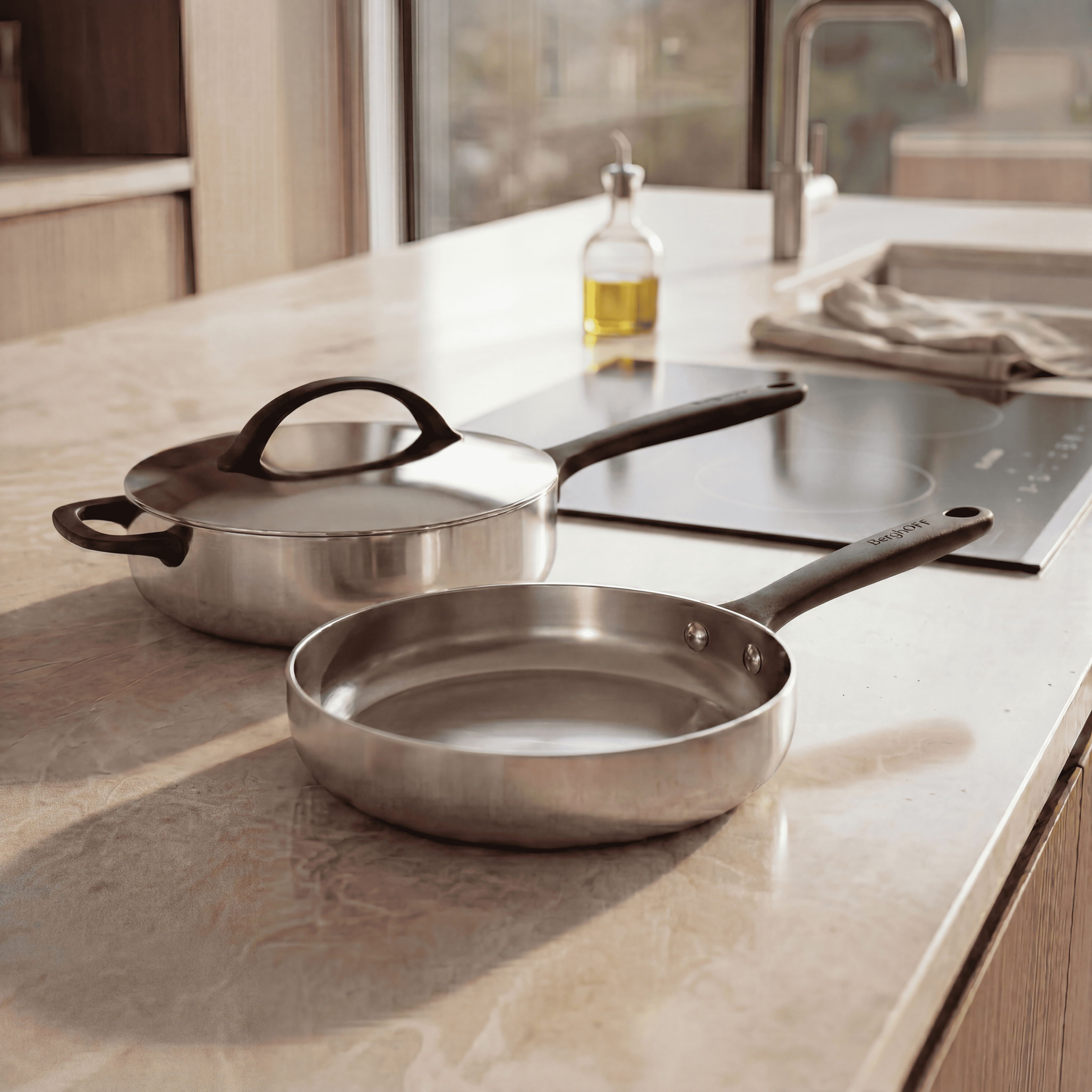 Berghoff Belly duo poêles inox 20 et 24 cm