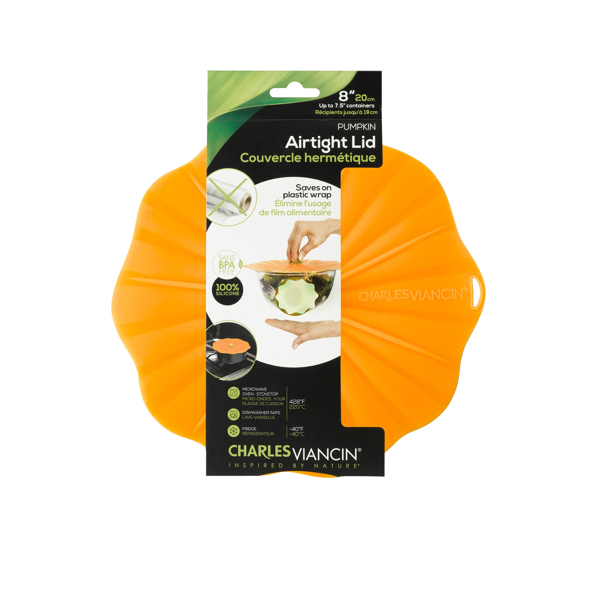 Charles Viancin Pumpkin couvercle silicone 20 cm hermétique