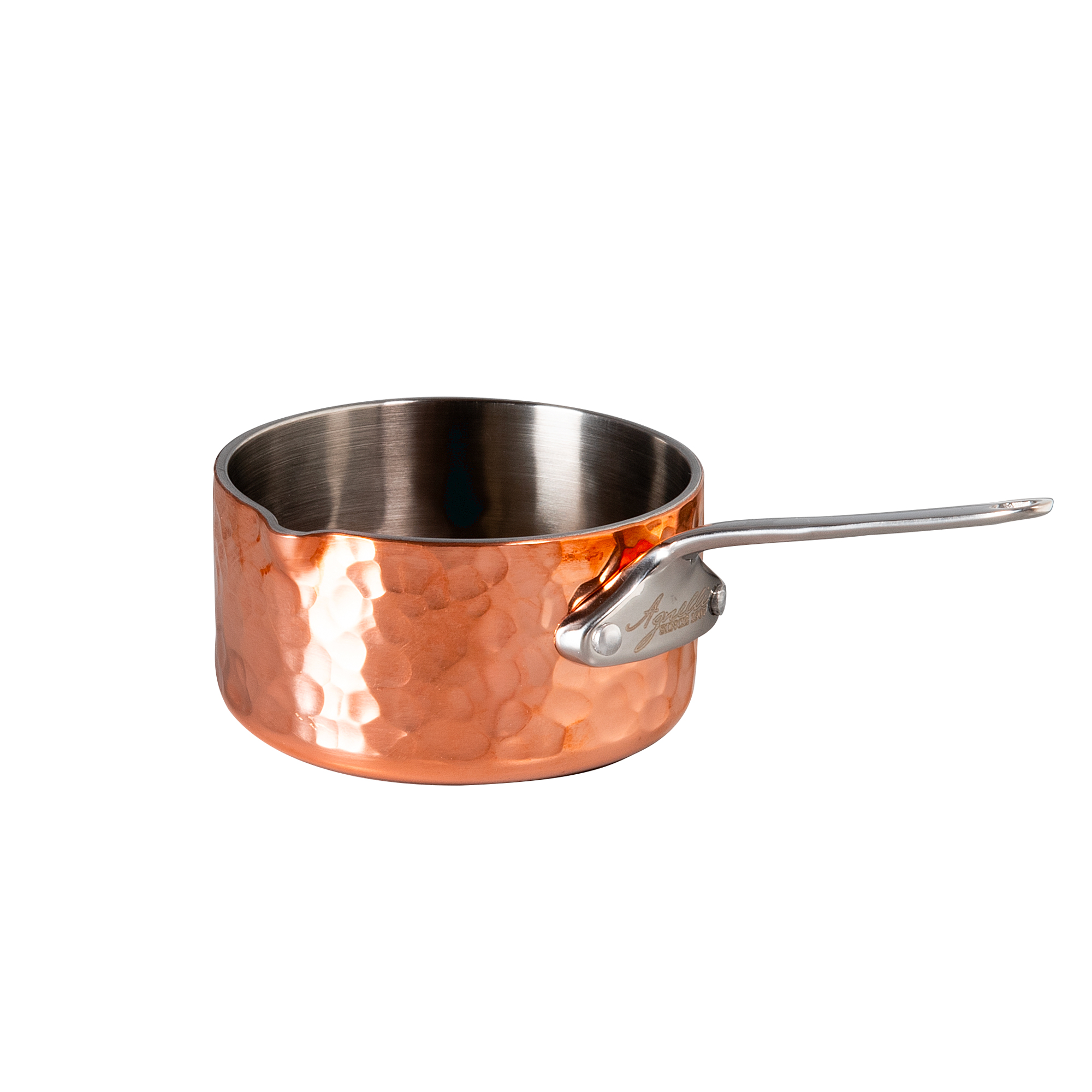 Agnelli Copper3 martelé casserolier cuivre bec verseur