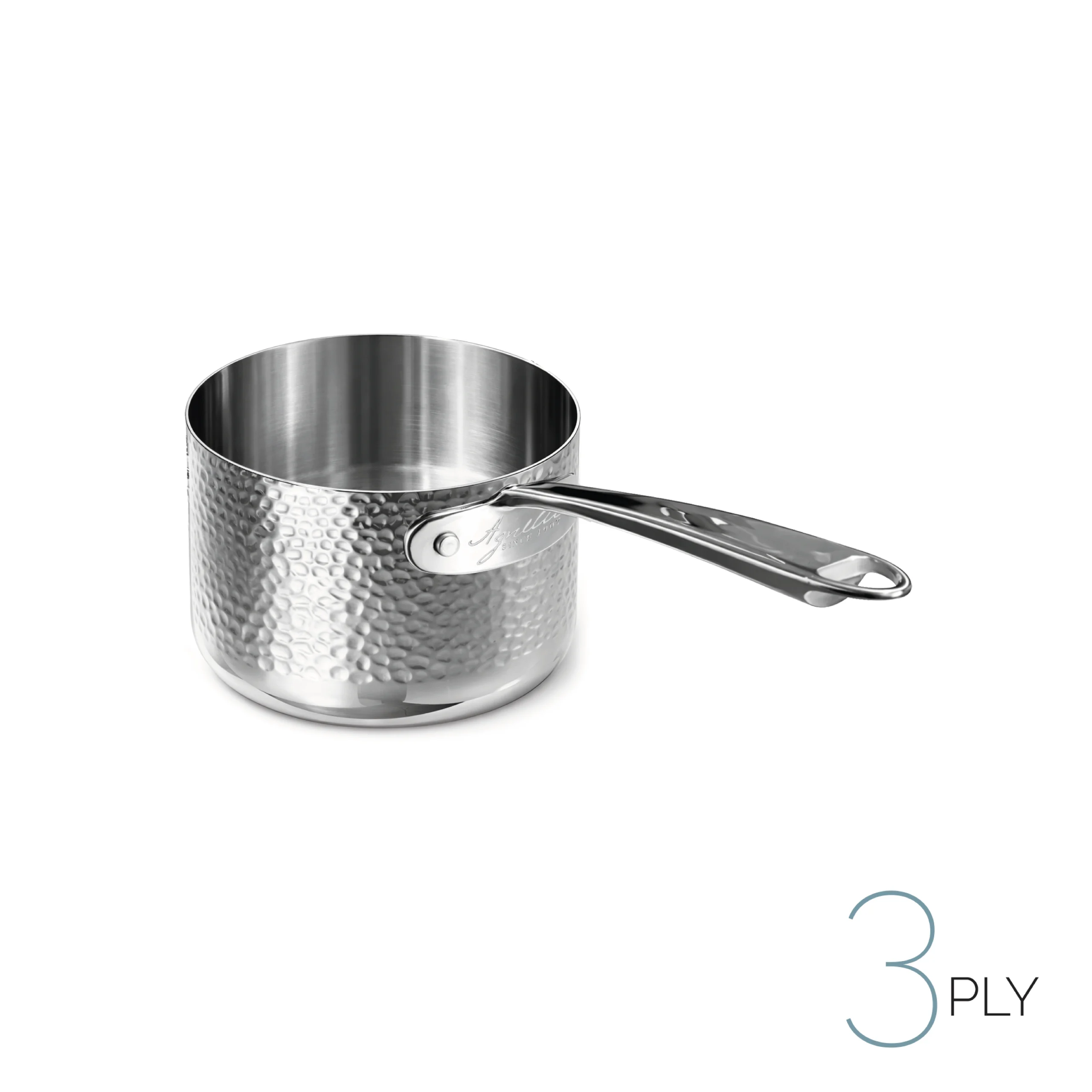 Agnelli Aluinox 3ply casserole martelée 1 manche induction