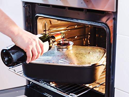 Beka Plat à Four Fonte Alu 39 cm Noir Couvercle Verre
