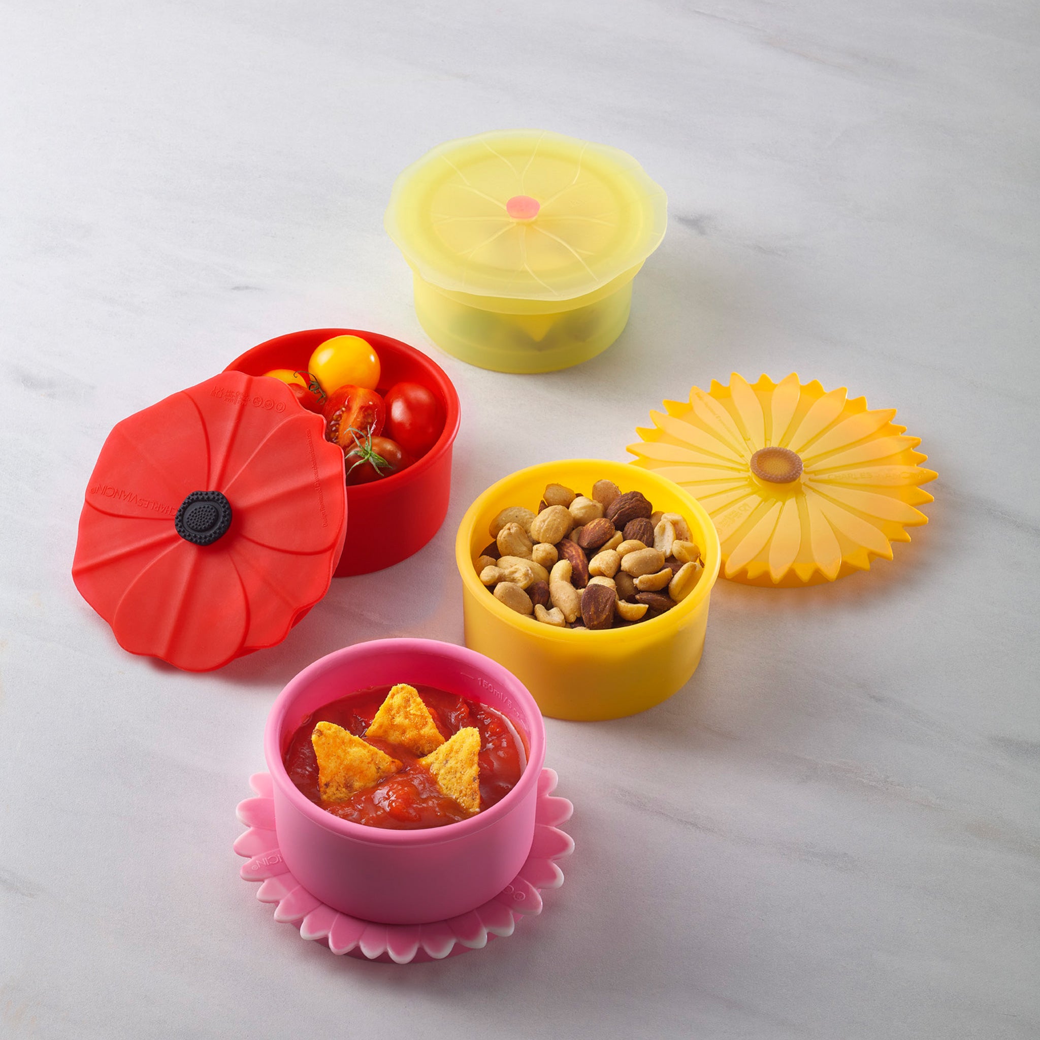 Charles Viancin Floral boîte silicone lot 4 fleurs 150 ml