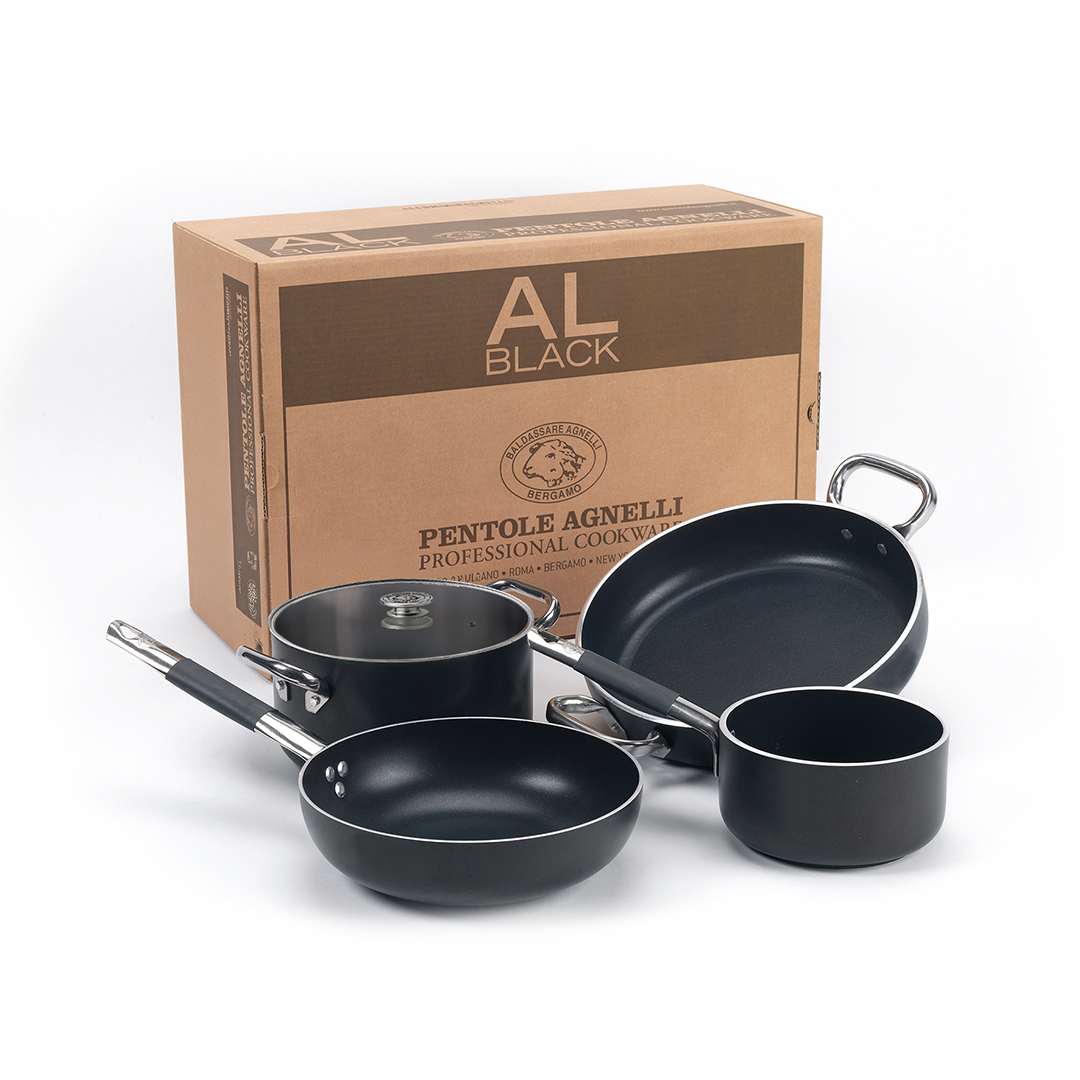 Agnelli Al-Black batterie cuisine alu antiadhésive 5 pièces
