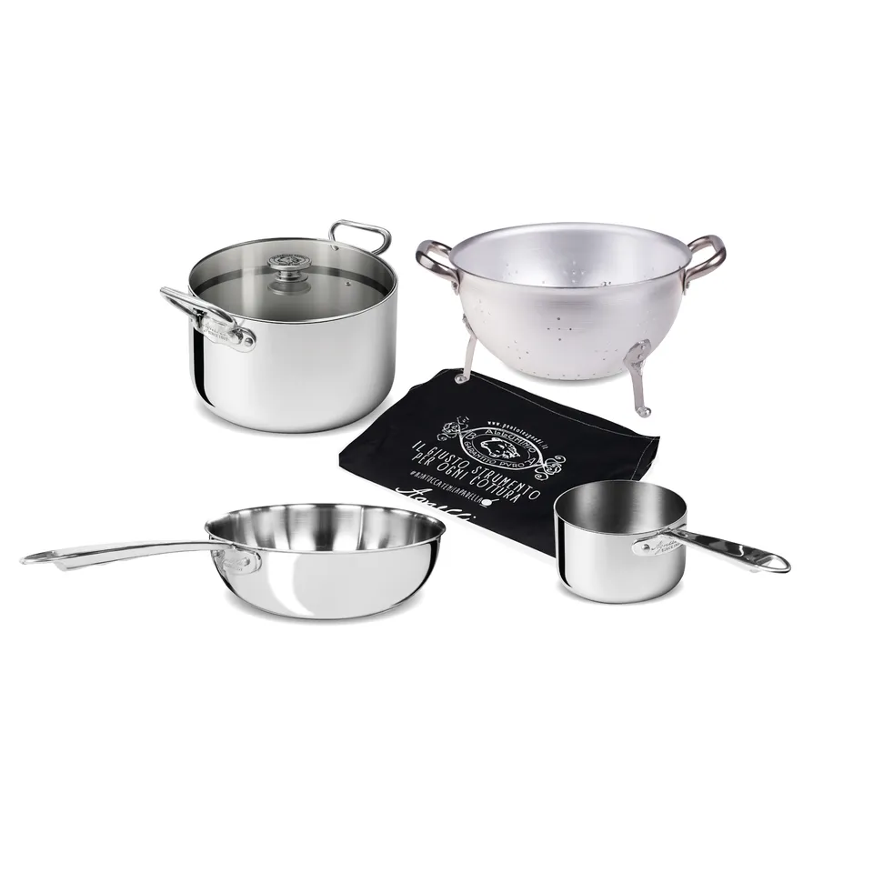Agnelli Aluminium Set Pasta 4 Pièces Poêle Casseroles Passoire