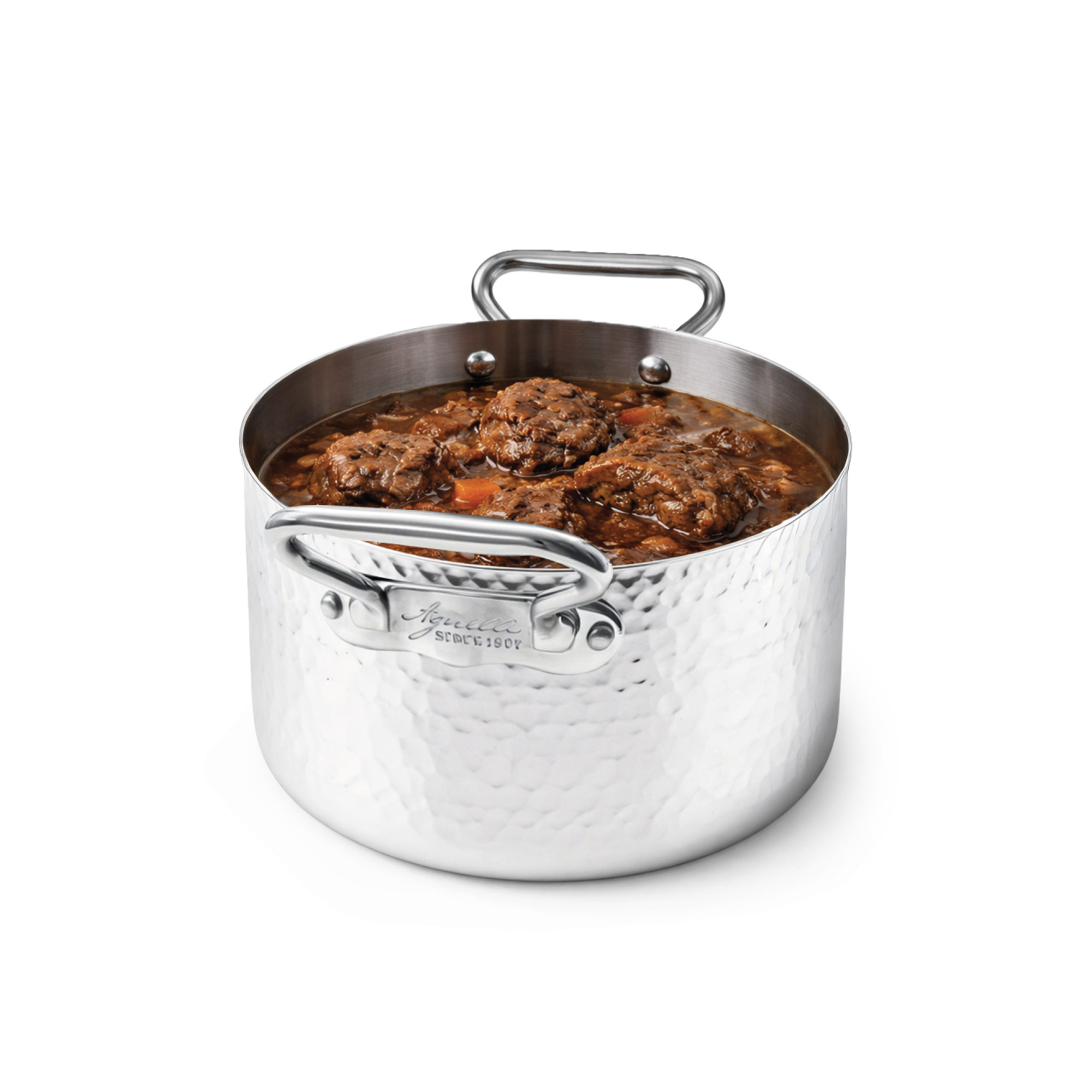 Agnelli Aluinox 3ply faitout martelé 2 anses induction