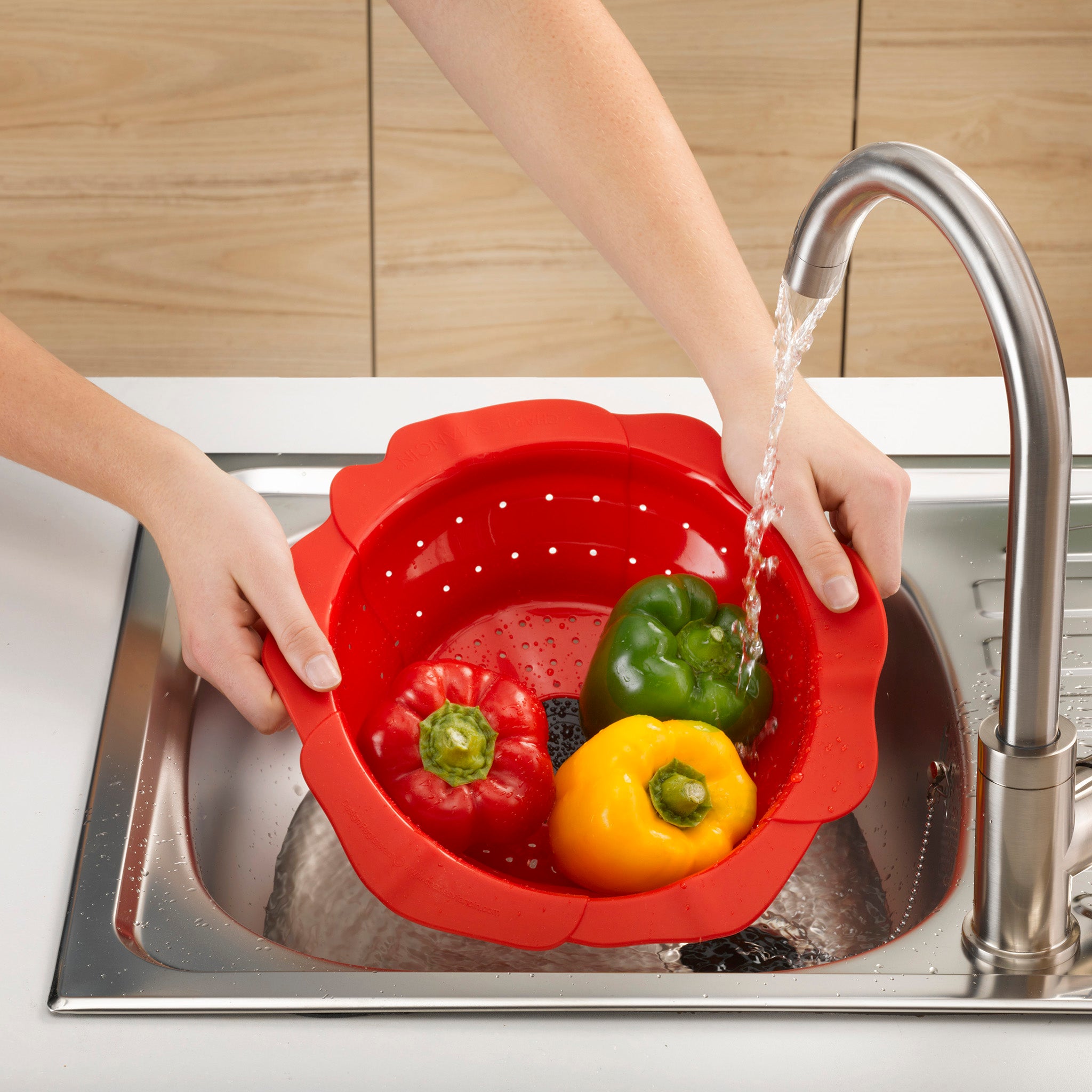 Charles Viancin Poppy passoire silicone pliable 28 cm rouge