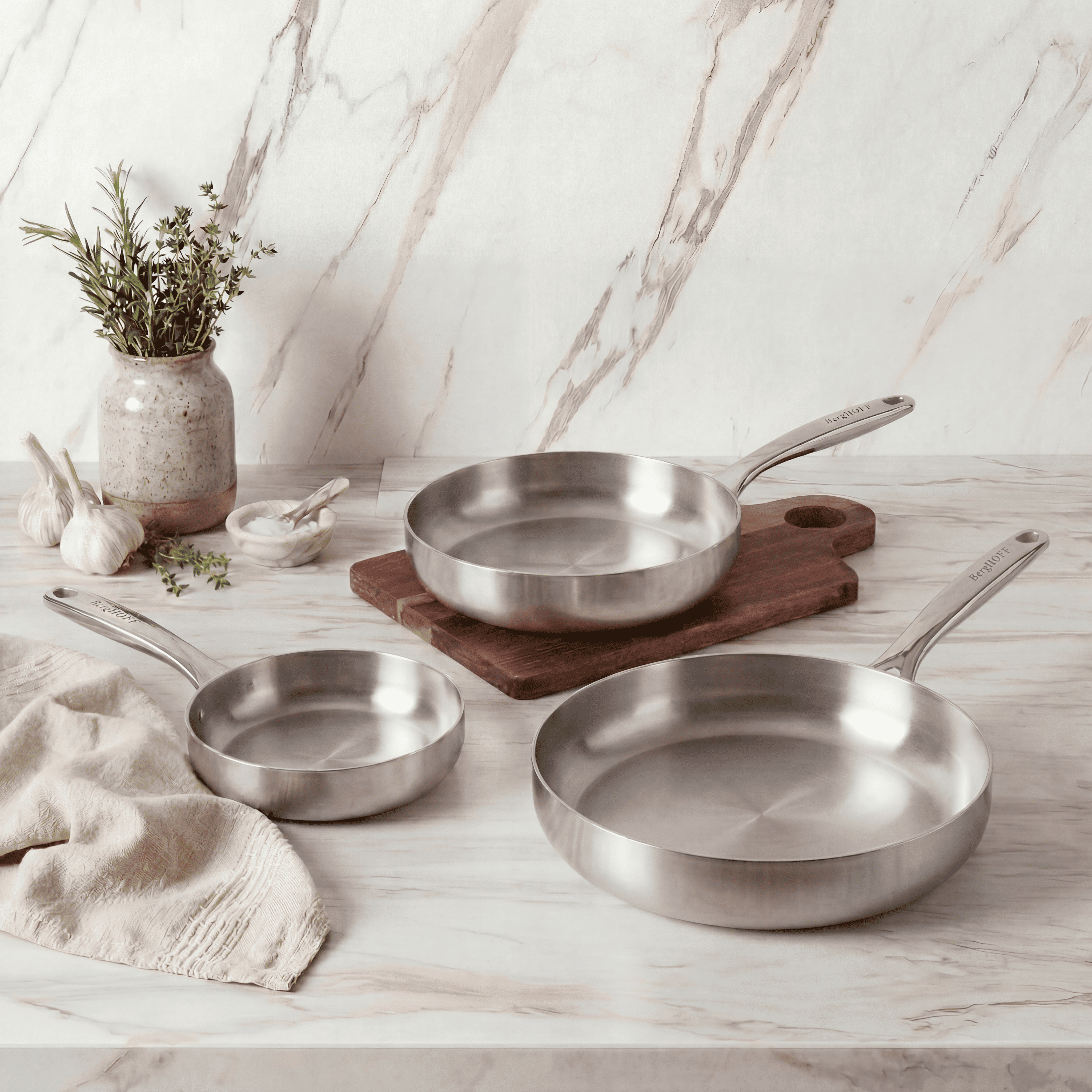 Berghoff Belly Trio Poêles inox induction sans PFAS