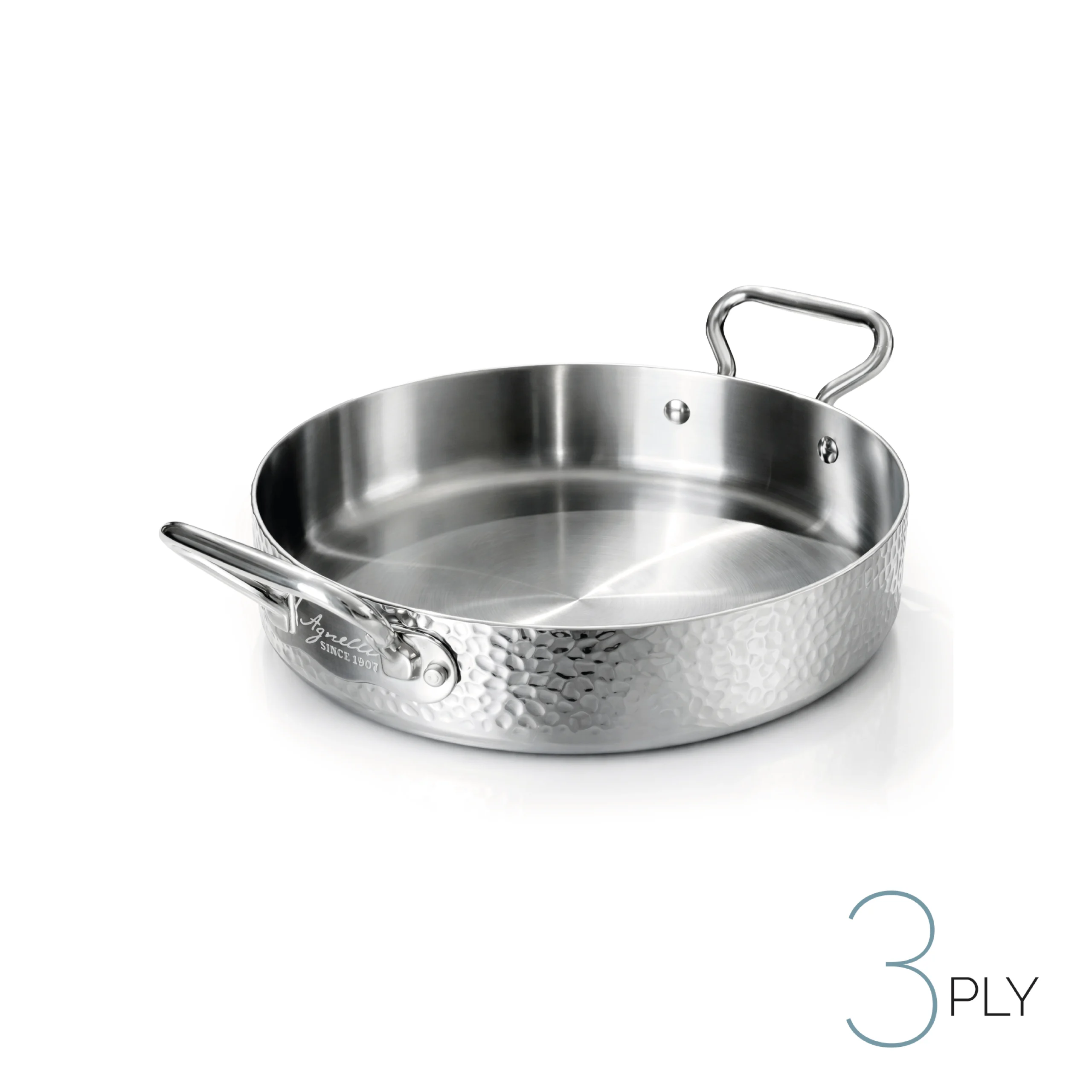 Agnelli Aluinox 3ply faitout inox martelé 2 poignées