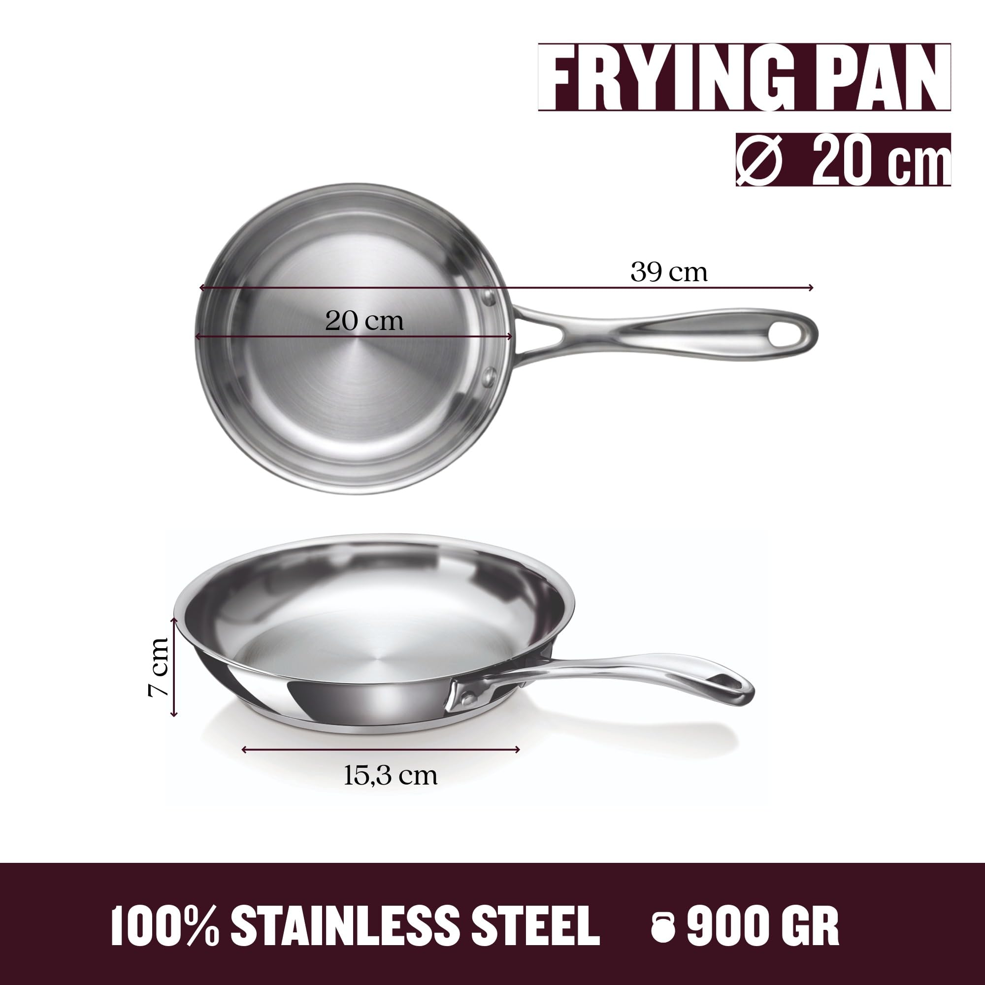 Beka Chef poêle inox 24 cm sans revêtement induction